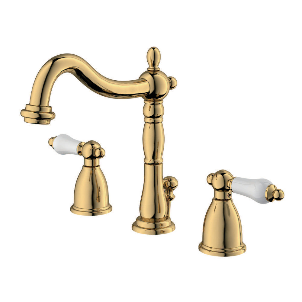 Heritage Widespread Bathroom Faucet in Polished Brass