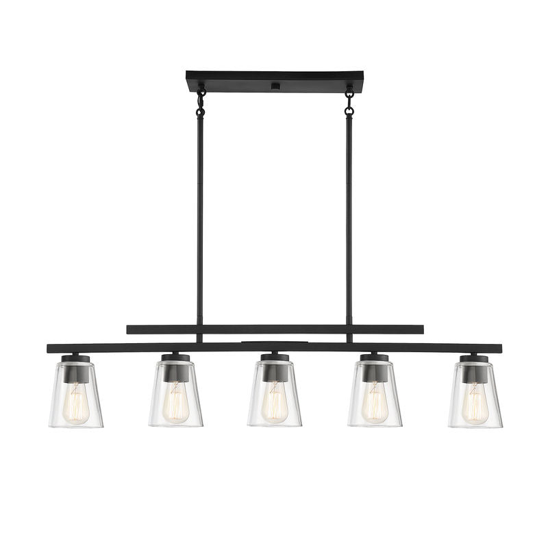 Calhoun 5-Light Linear Chandelier in Matte Black Matte Black