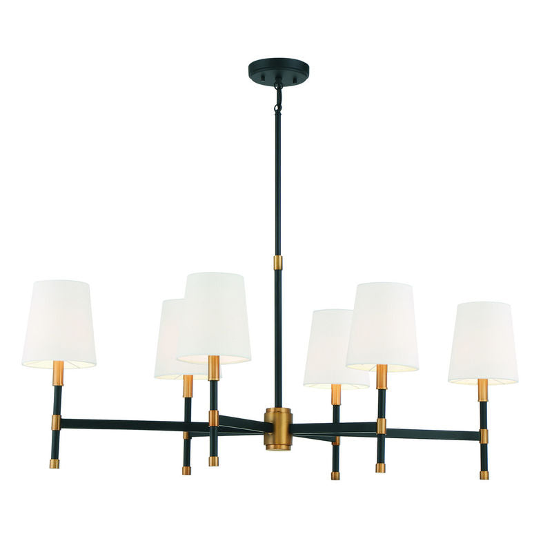 Brody 6-Light Linear Chandelier in Matte Black with Warm Brass Accents Matte Black with Warm Brass Accents