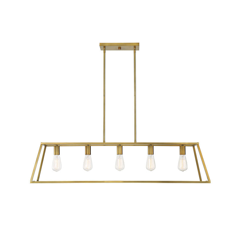 Denton 5-Light Linear Chandelier in Warm Brass Warm Brass