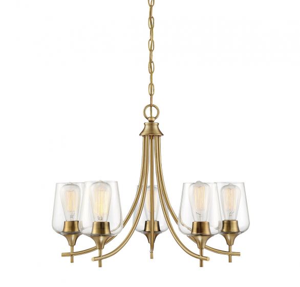 Octave 5-Light Chandelier in Warm Brass