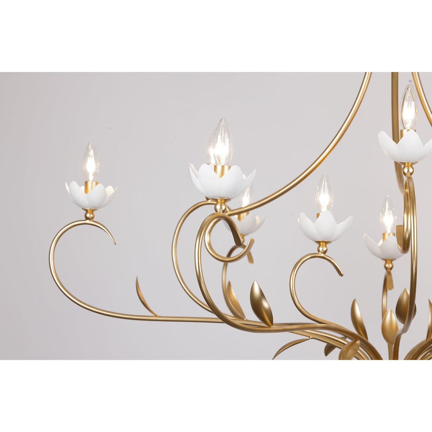 Muse 12-Light Chandelier in French Gold and White Cashmere by Breegan Jane