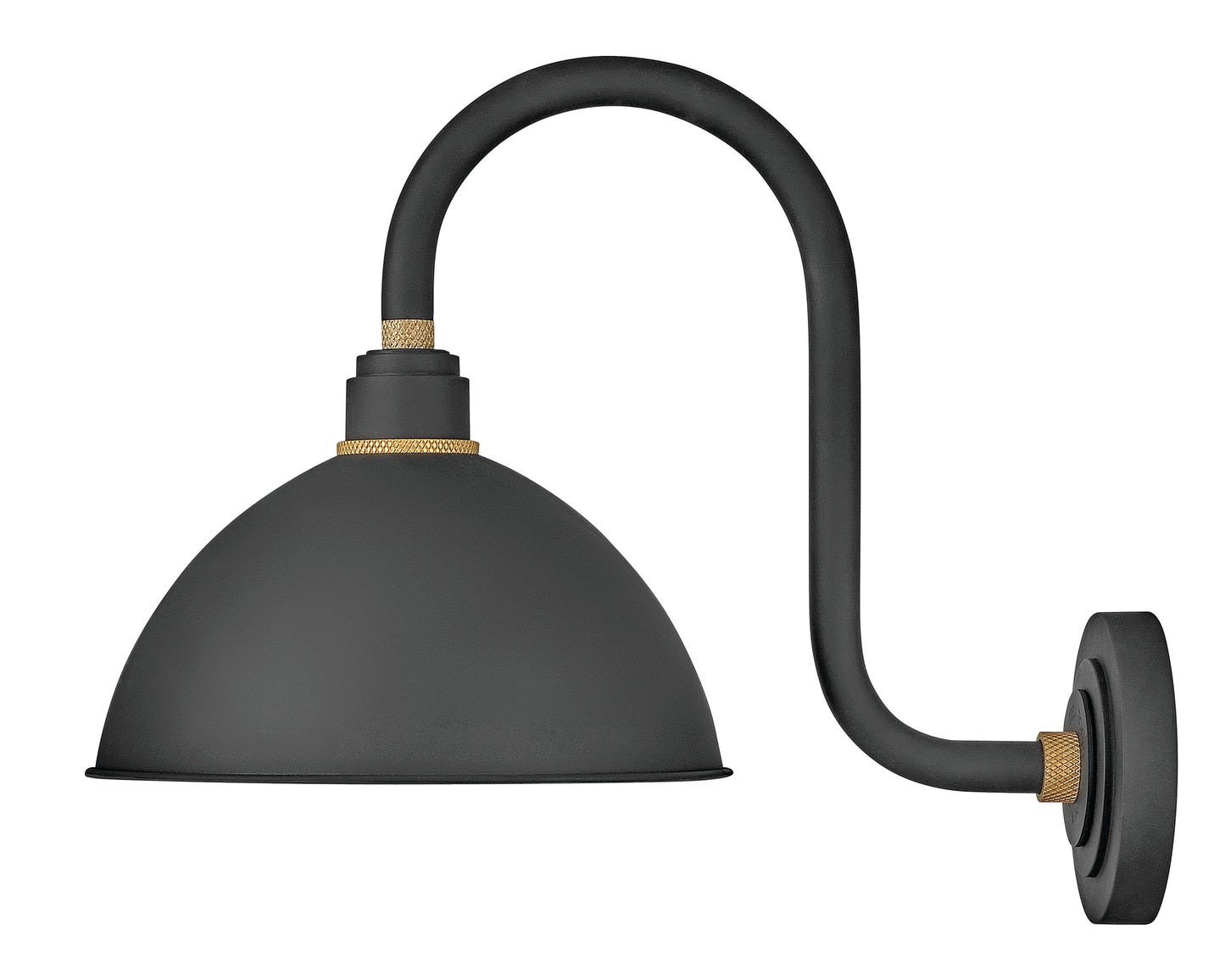 Foundry Dome Medium Tall Gooseneck Barn Light In Black Finish