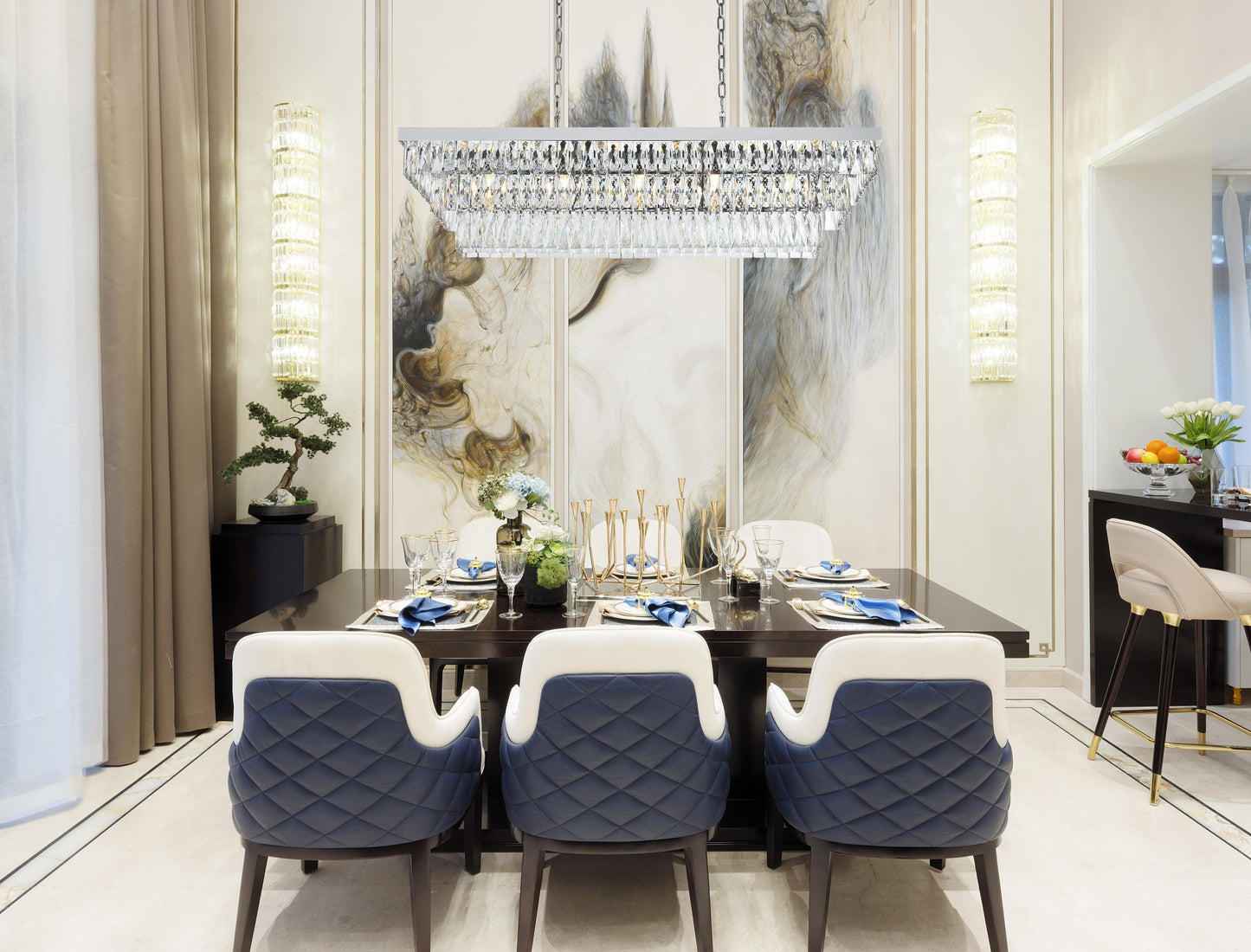 Josephine 48 inch Rectangular Chandelier in Chrome