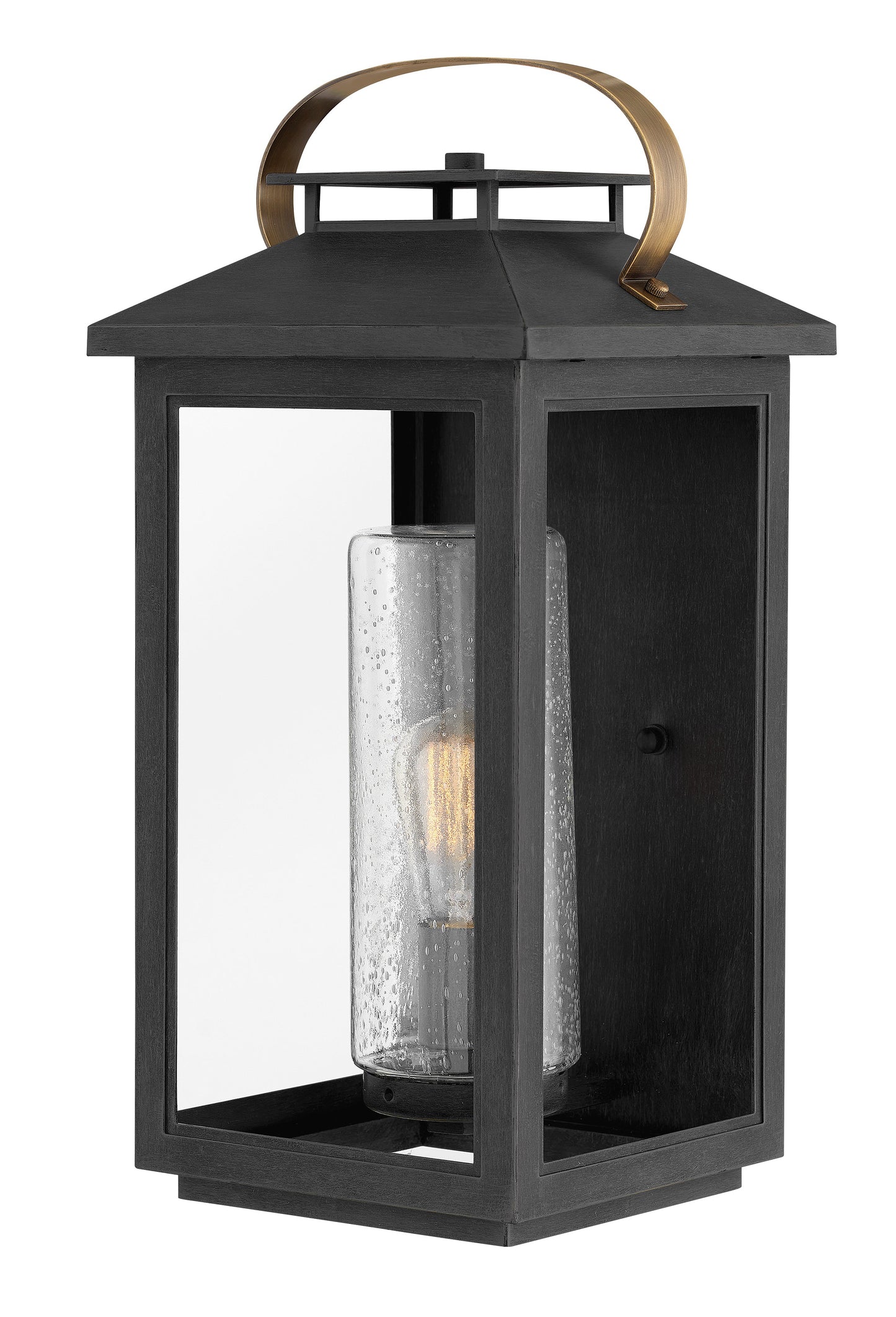 Atwater Medium Wall Mount Lantern In Black Finish