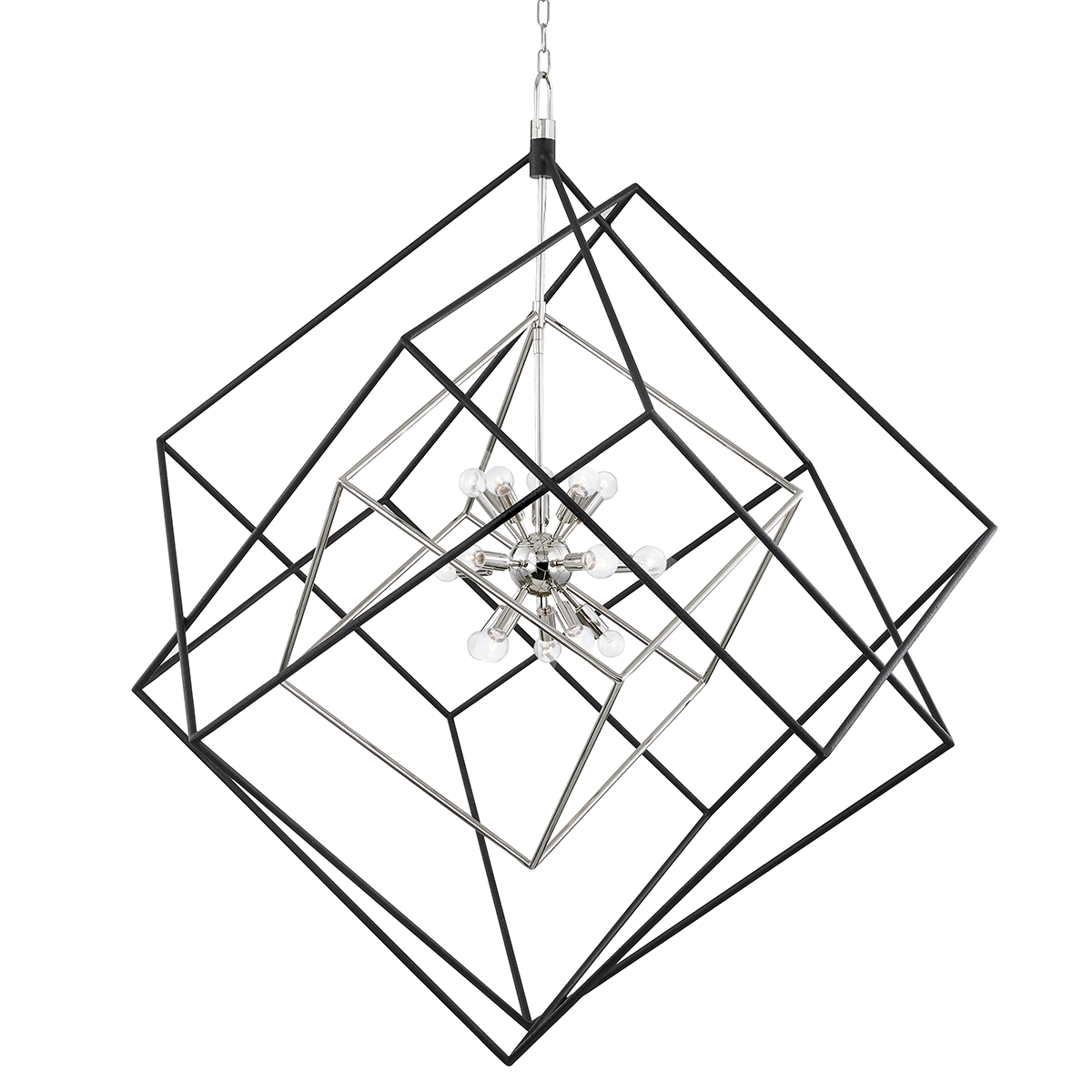 Roundout Chandelier with Polished Nickel/black Finish