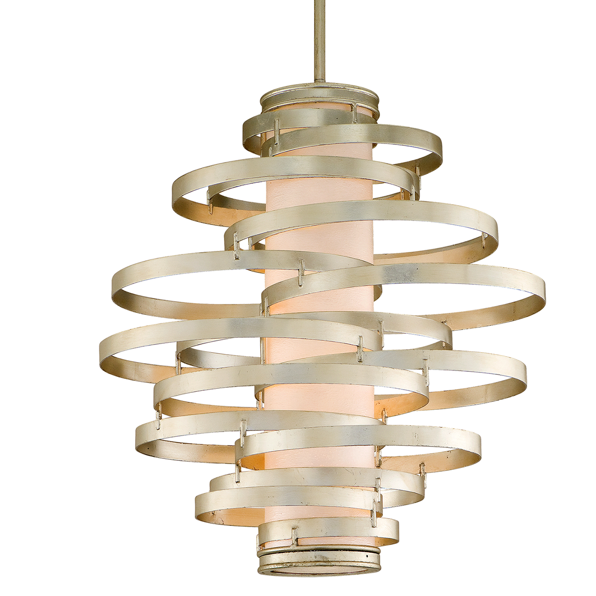 Vertigo Chandelier In MODERN SILVER LEAF Finish