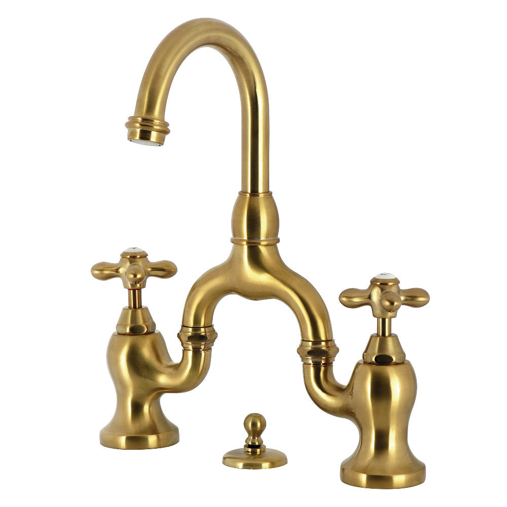 English Country Bridge Bathroom Faucet in Brushed Brass