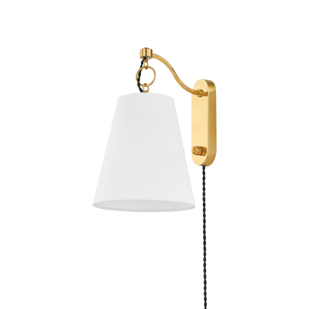 JOAN Plug-in Sconce with Aged Brass Finish