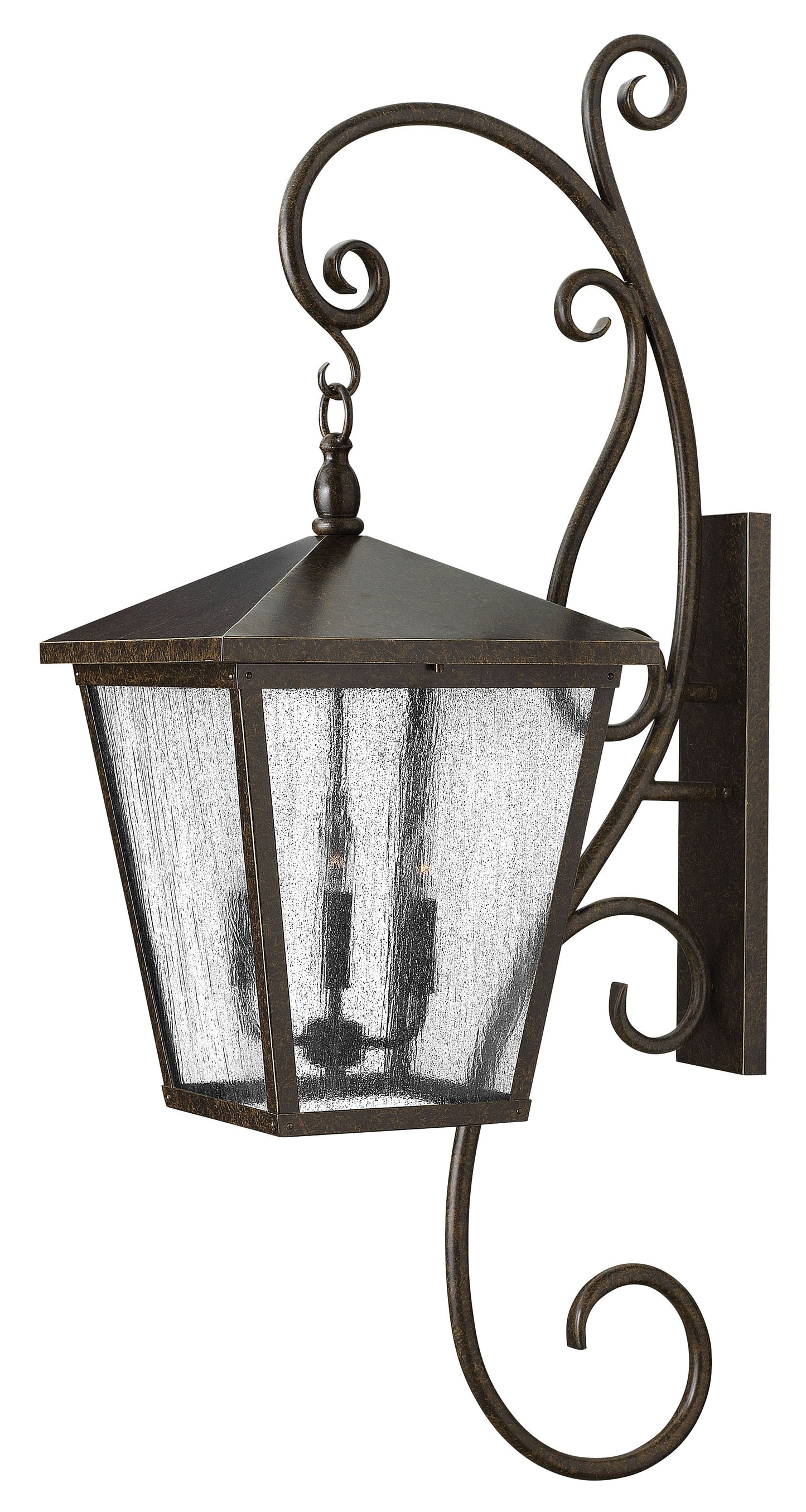 Trellis Double XL Wall Mount Lantern with Scroll In Dark Bronze Finish
