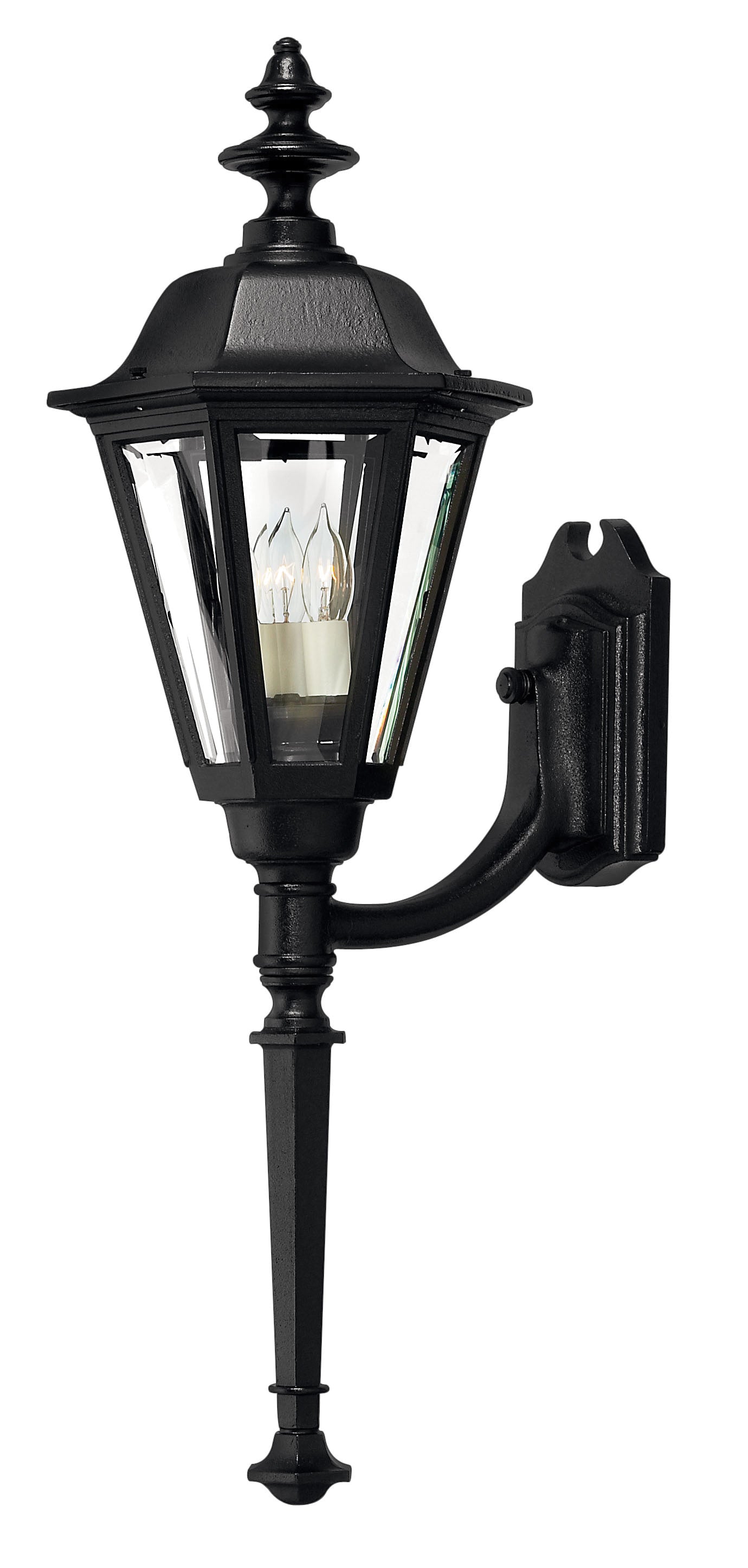 Manor House Large Wall Mount Lantern with Tail In Black Finish