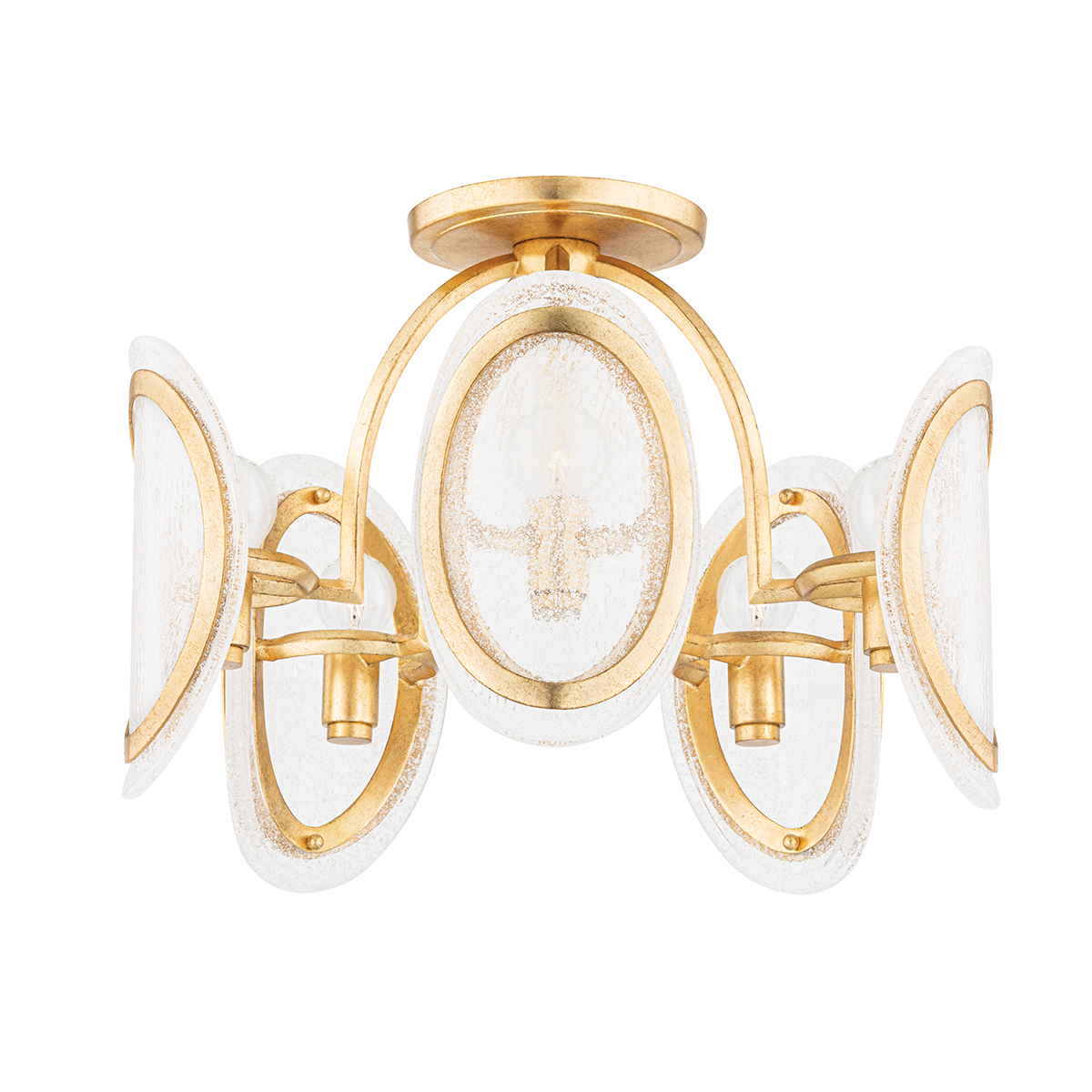 Danes Semi Flush with Vintage Gold Leaf Finish