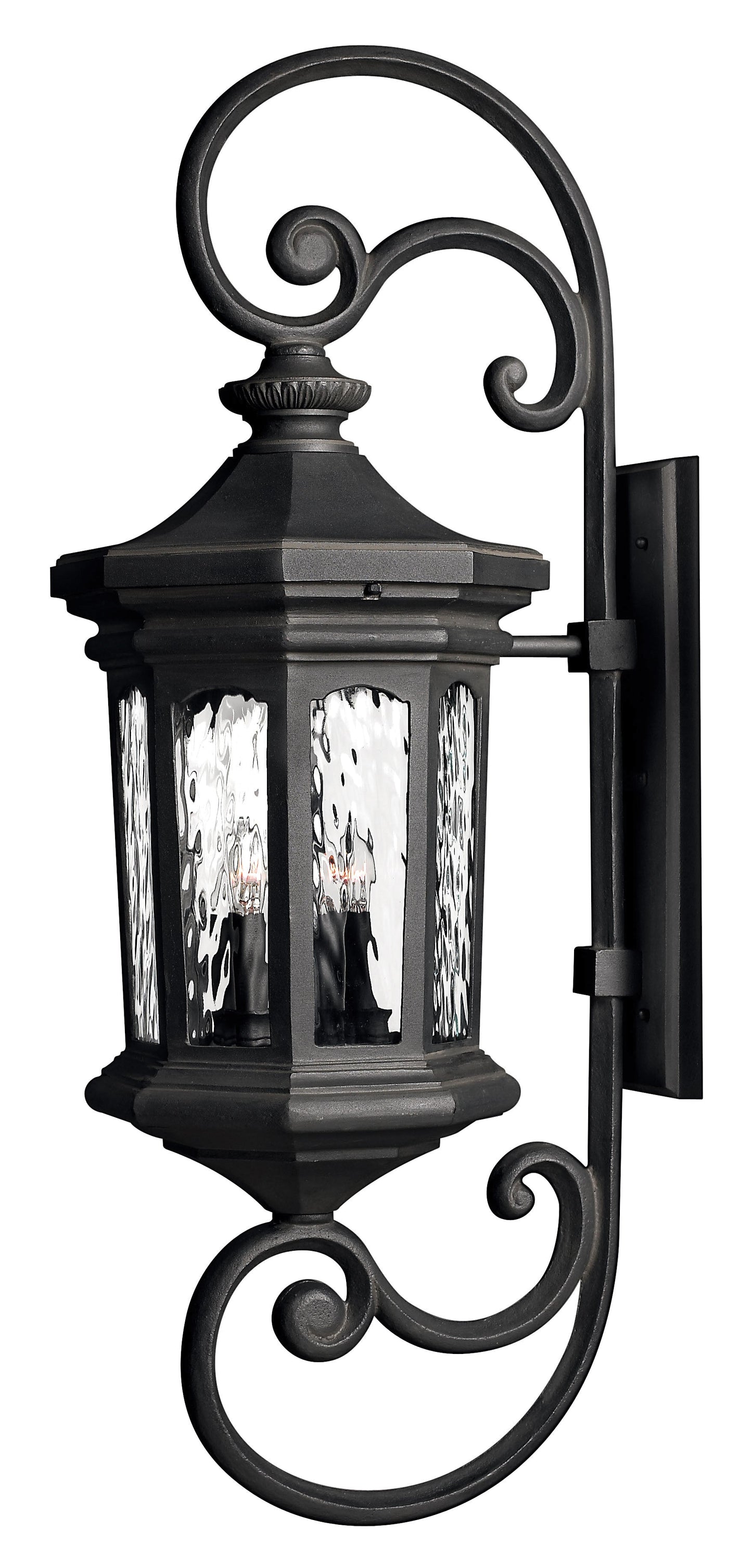 Raley Double XL Wall Mount Lantern In Black Finish