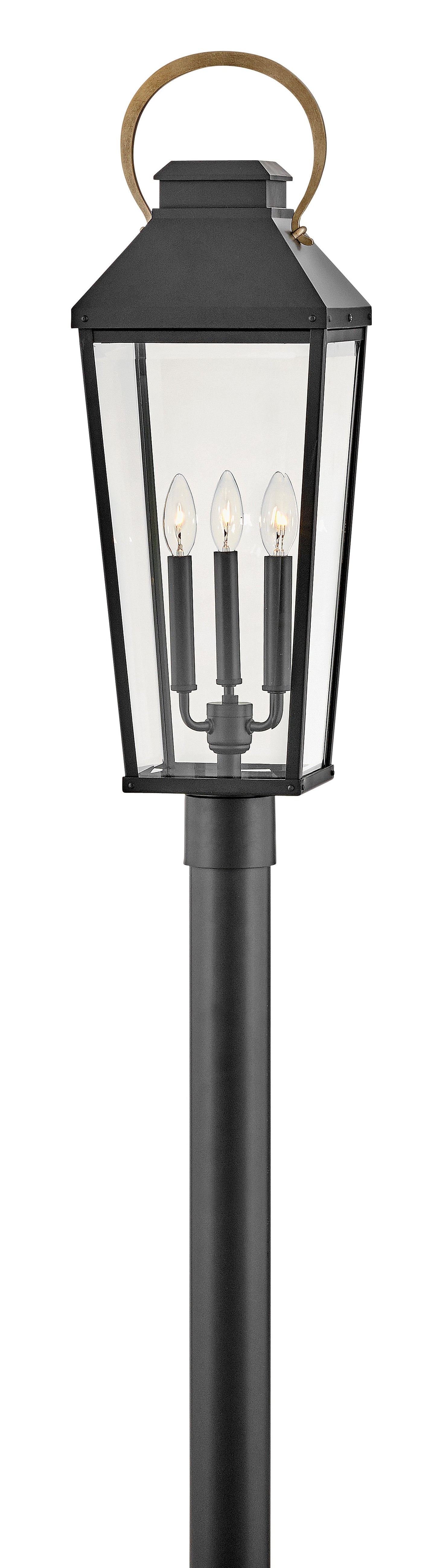 Dawson Large Post Top or Pier Mount Lantern In Black Finish