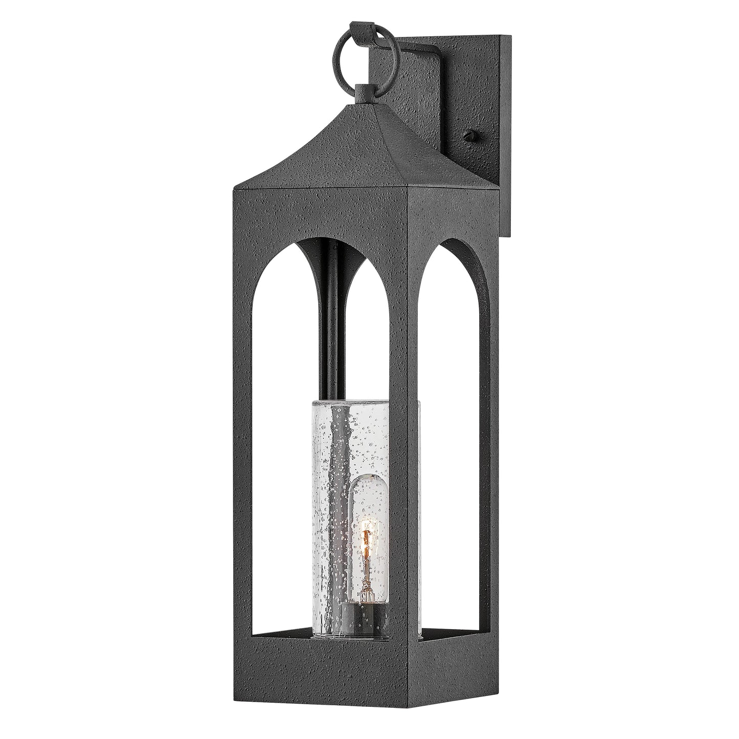 Amina Large Wall Mount Lantern In Black Finish