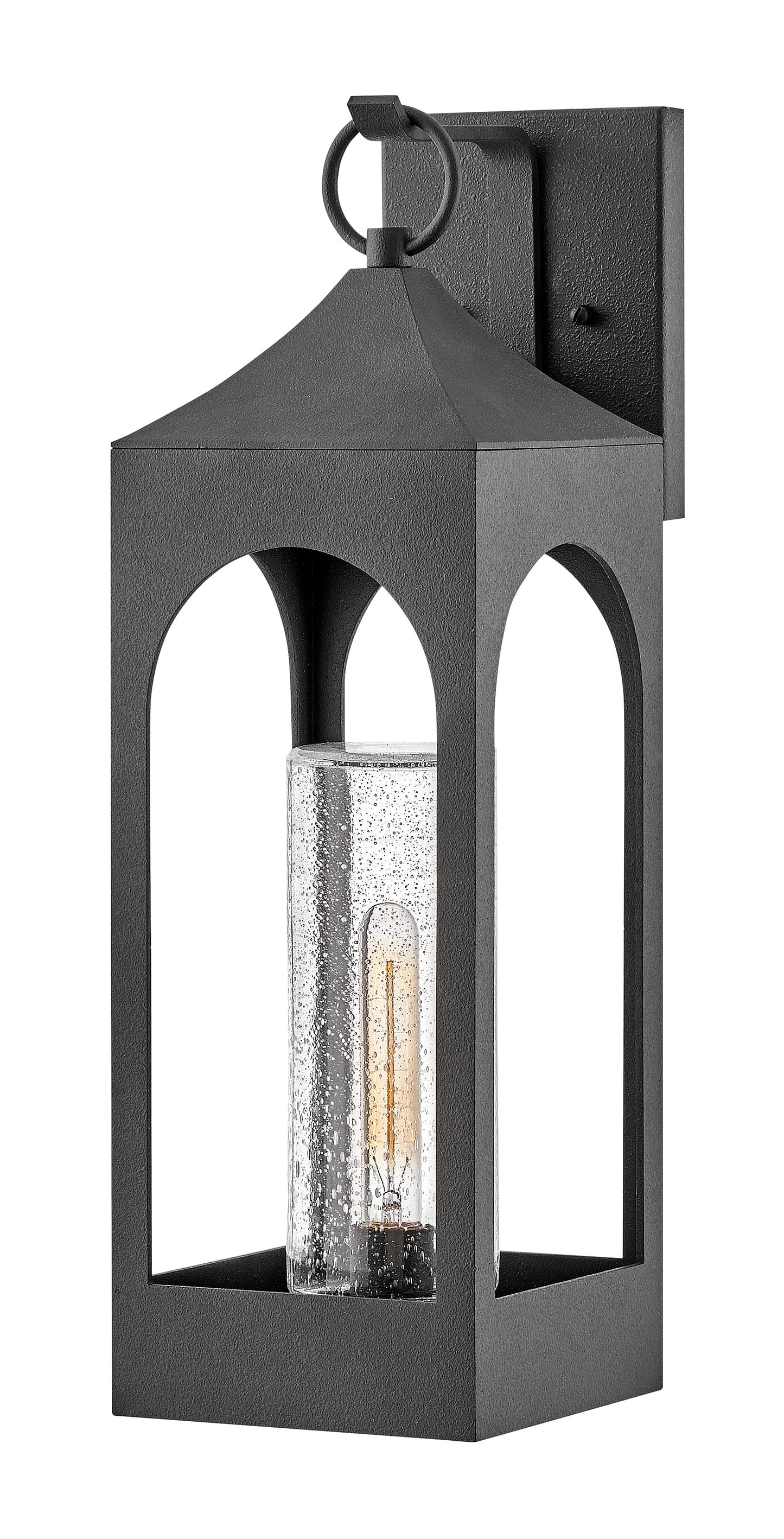 Amina Large Wall Mount Lantern In Black Finish
