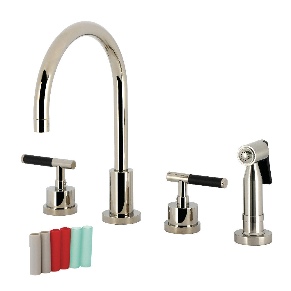 Kaiser Widespread Kitchen Faucet in Polished Nickel