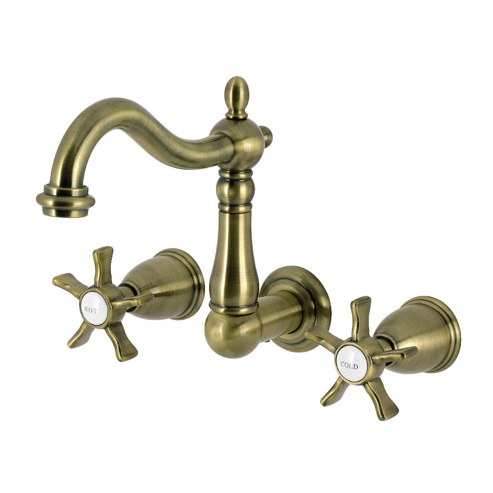 Hamilton Wall-Mount Bathroom Faucet in Antique Brass