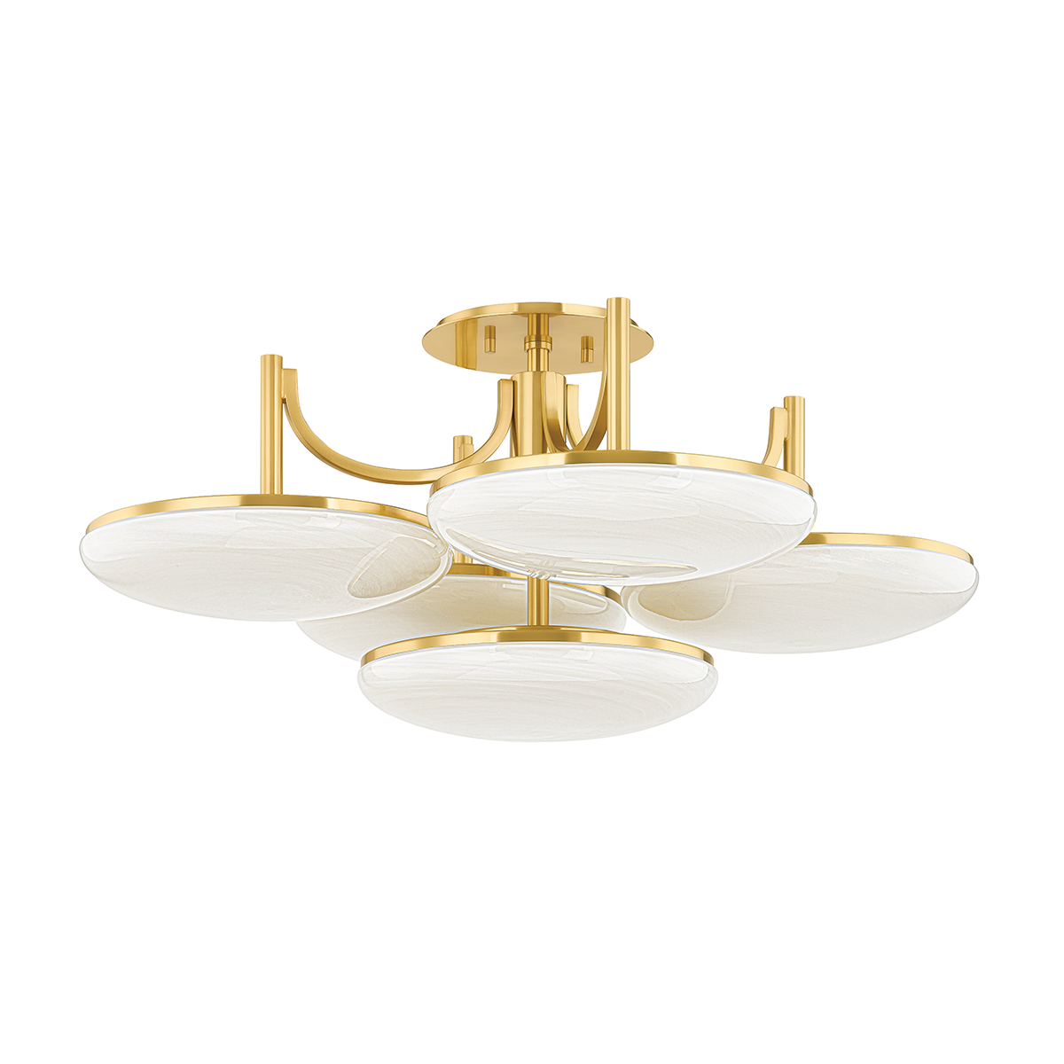 BREGMAN Semi Flush with Aged Brass Finish