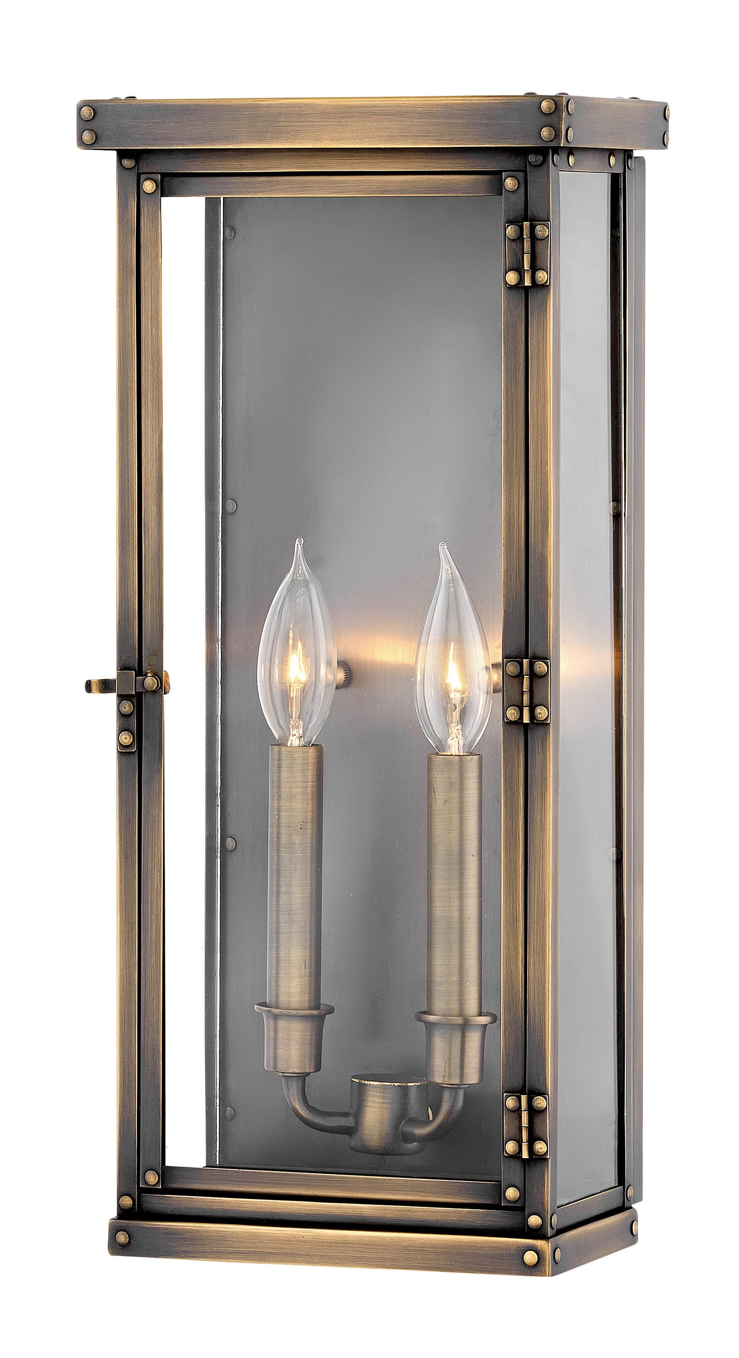 Hamilton Medium Wall Mount Lantern In Dark Brass Finish