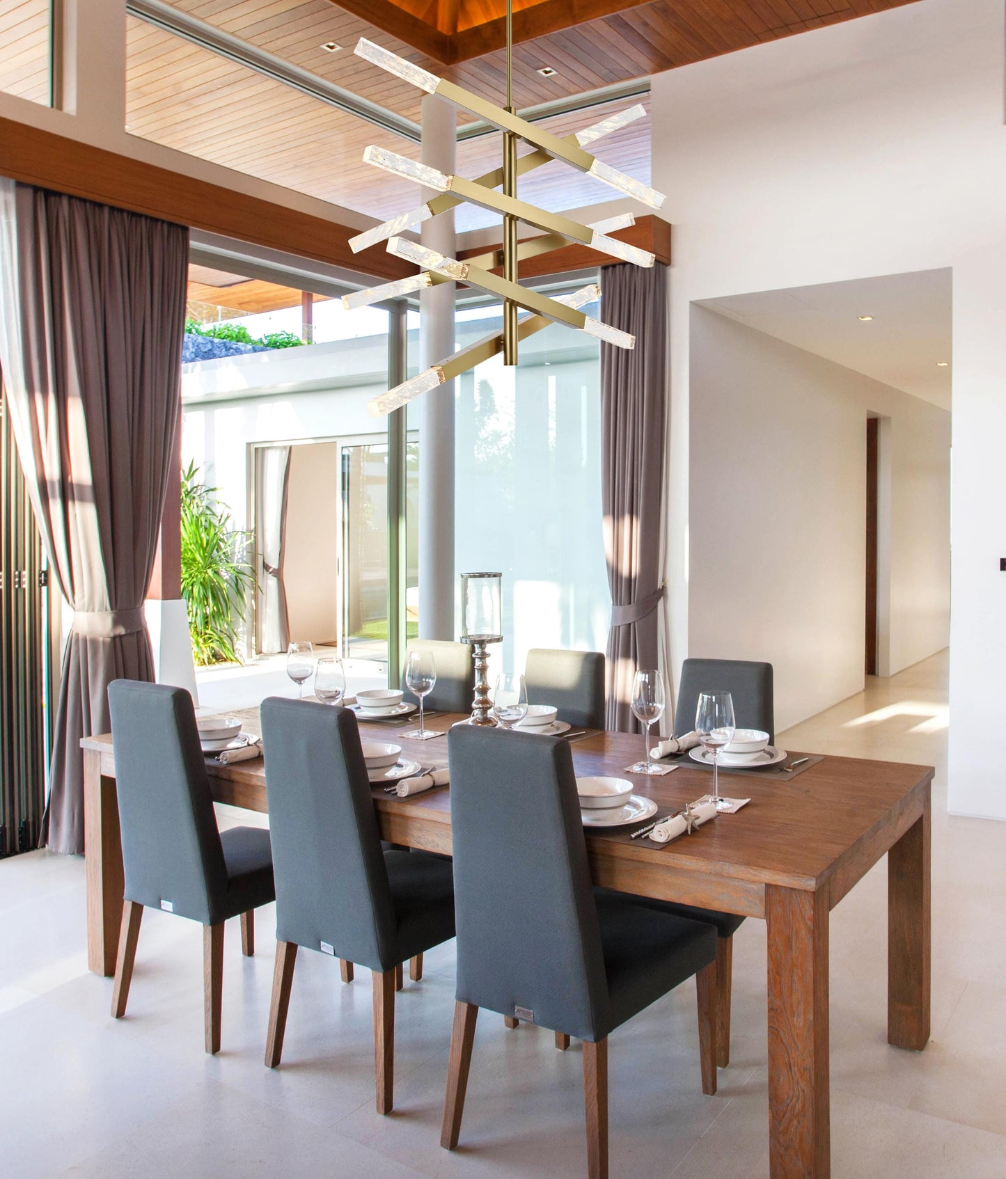 Ari 6-Bar Pendant in Satin Gold