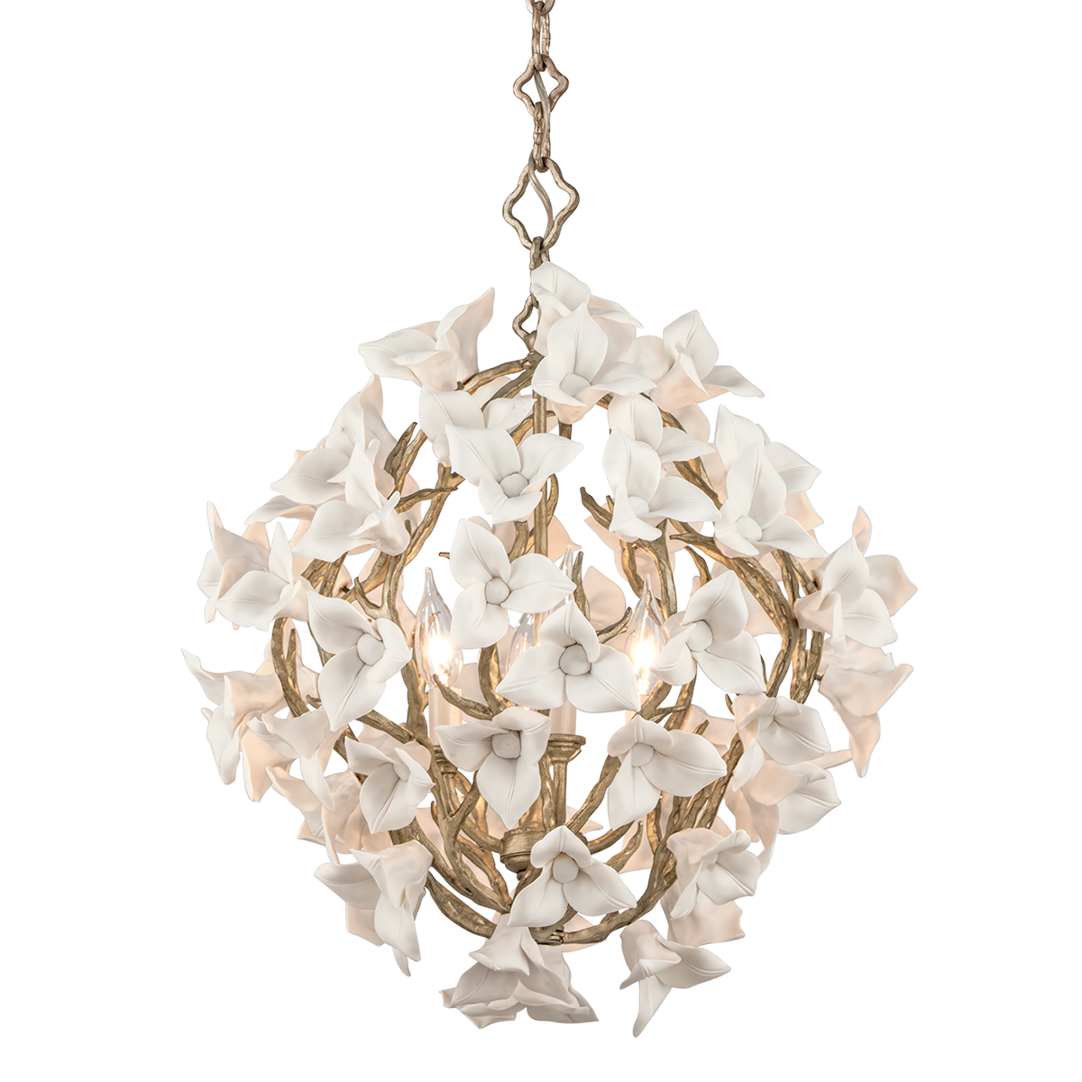 Lily Chandelier with Stria Gold Leaf Finish
