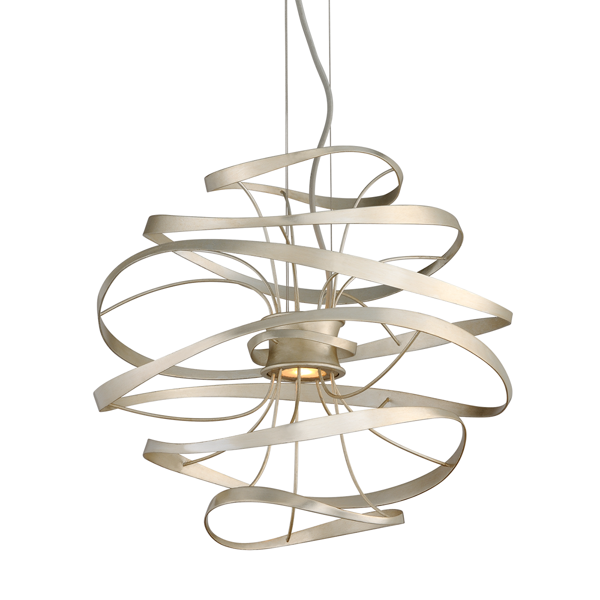 Calligraphy Chandelier with Gold Leaf / Stainless Steel Finish