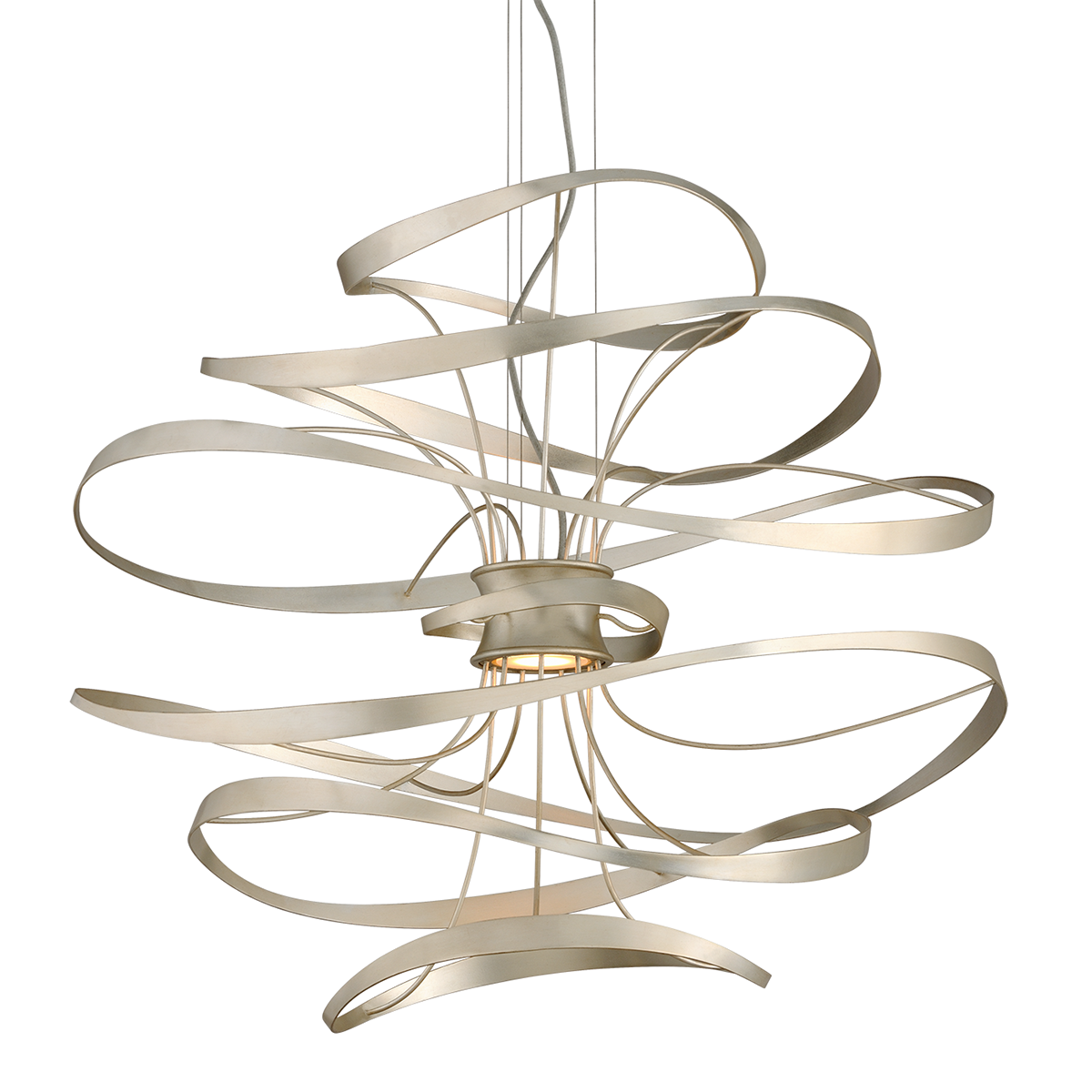 Calligraphy Chandelier with Gold Leaf / Stainless Steel Finish
