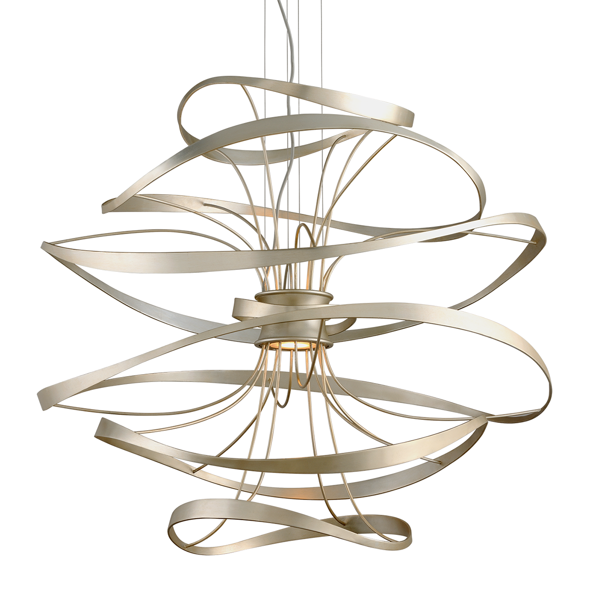 Calligraphy Chandelier In SILVER LEAF Finish