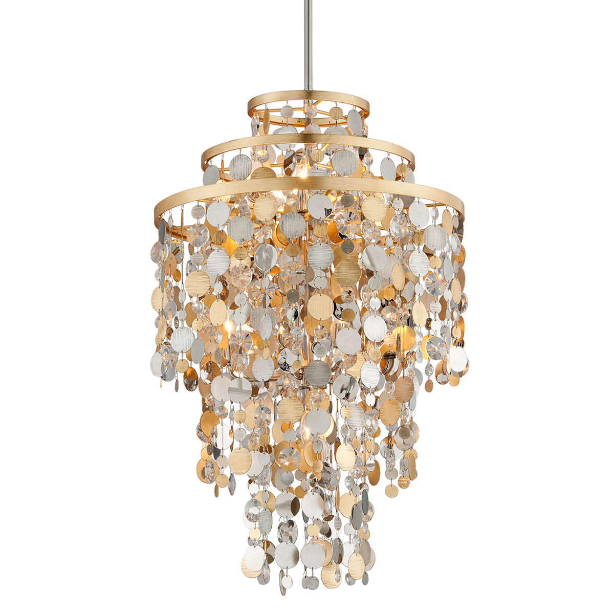 Ambrosia Chandelier In GOLD SILVER LEAF & STAINLESS Finish