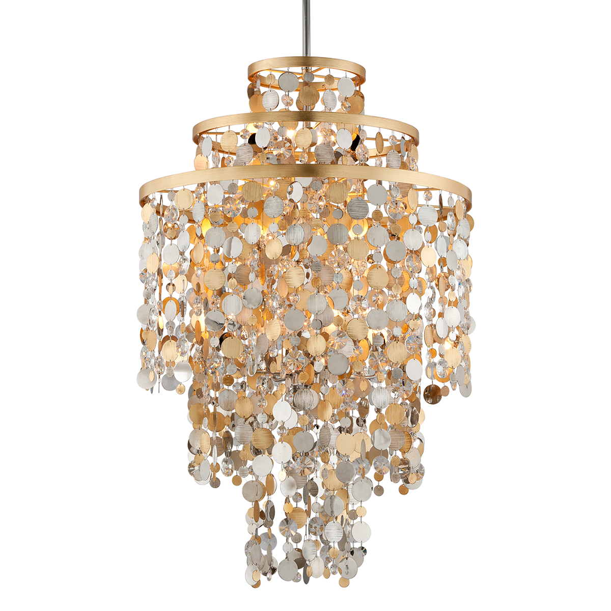 Ambrosia Chandelier In GOLD SILVER LEAF & STAINLESS Finish
