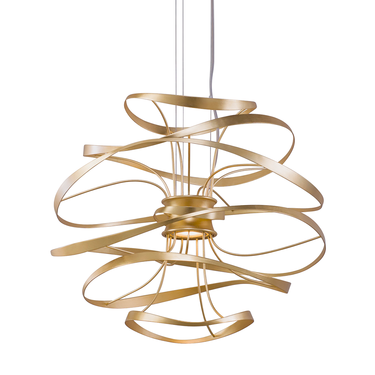 Calligraphy Chandelier In GOLD LEAF W POLISHED STAINLESS Finish