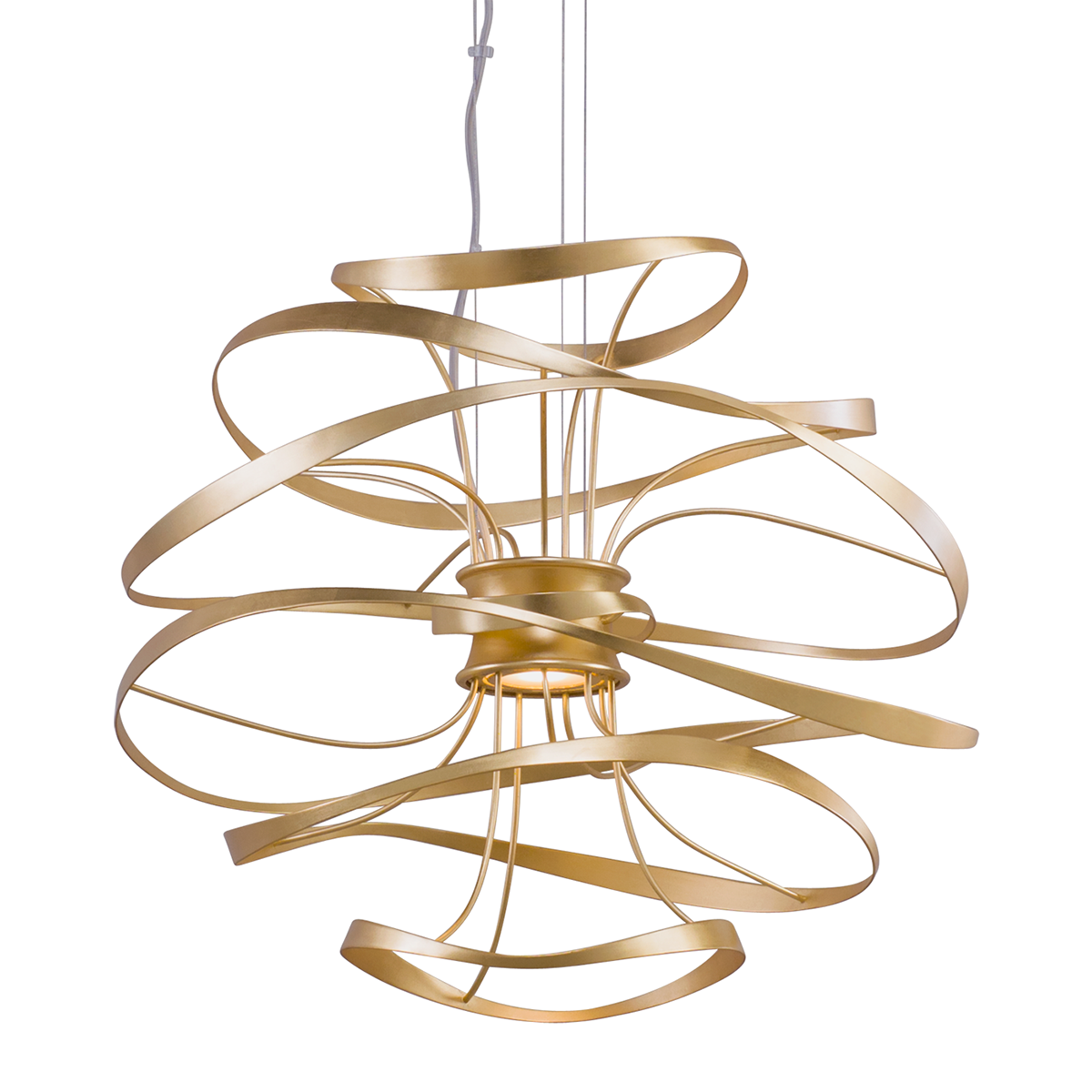 Calligraphy Chandelier In GOLD LEAF W POLISHED STAINLESS Finish