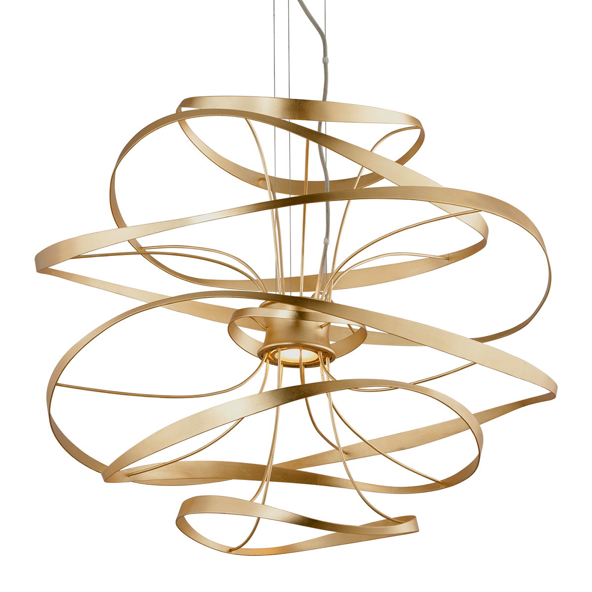 Calligraphy Chandelier In GOLD LEAF W POLISHED STAINLESS Finish