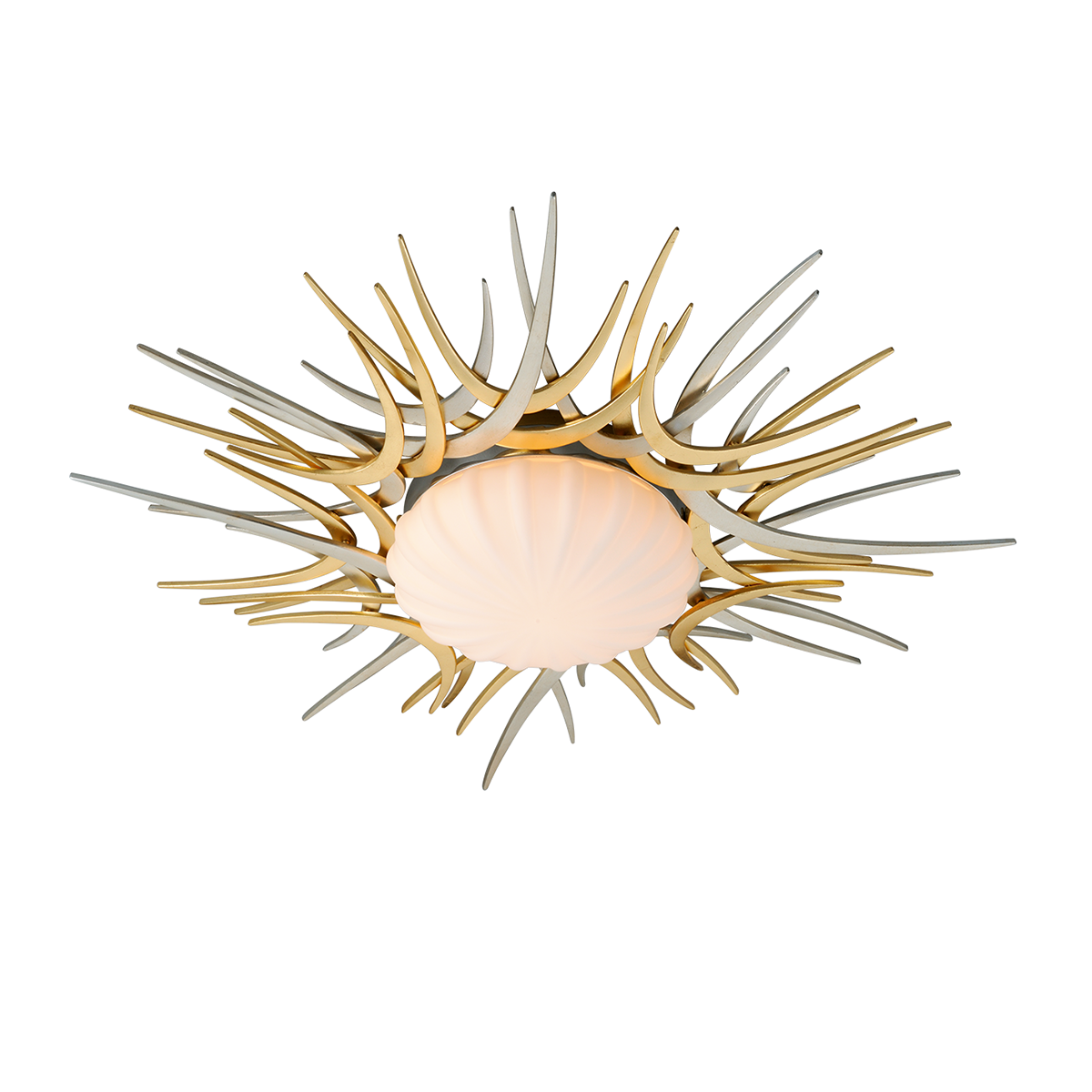 Helios Flush Mount In GOLD AND SILVER LEAF Finish