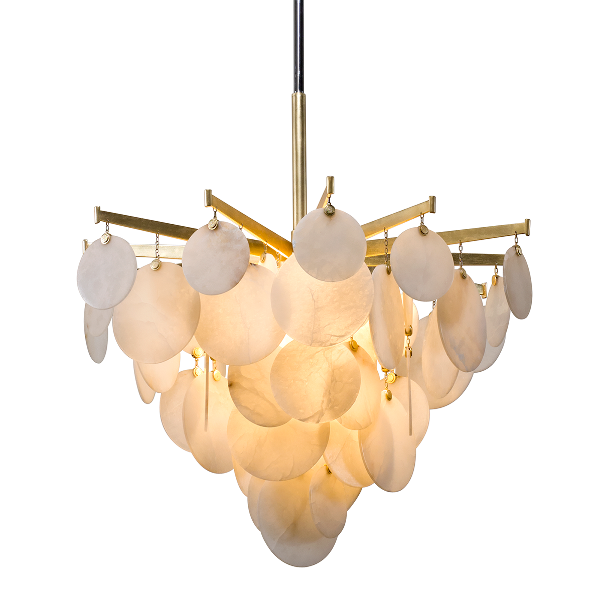 Serenity Chandelier In GOLD LEAF W POLISHED STAINLESS Finish