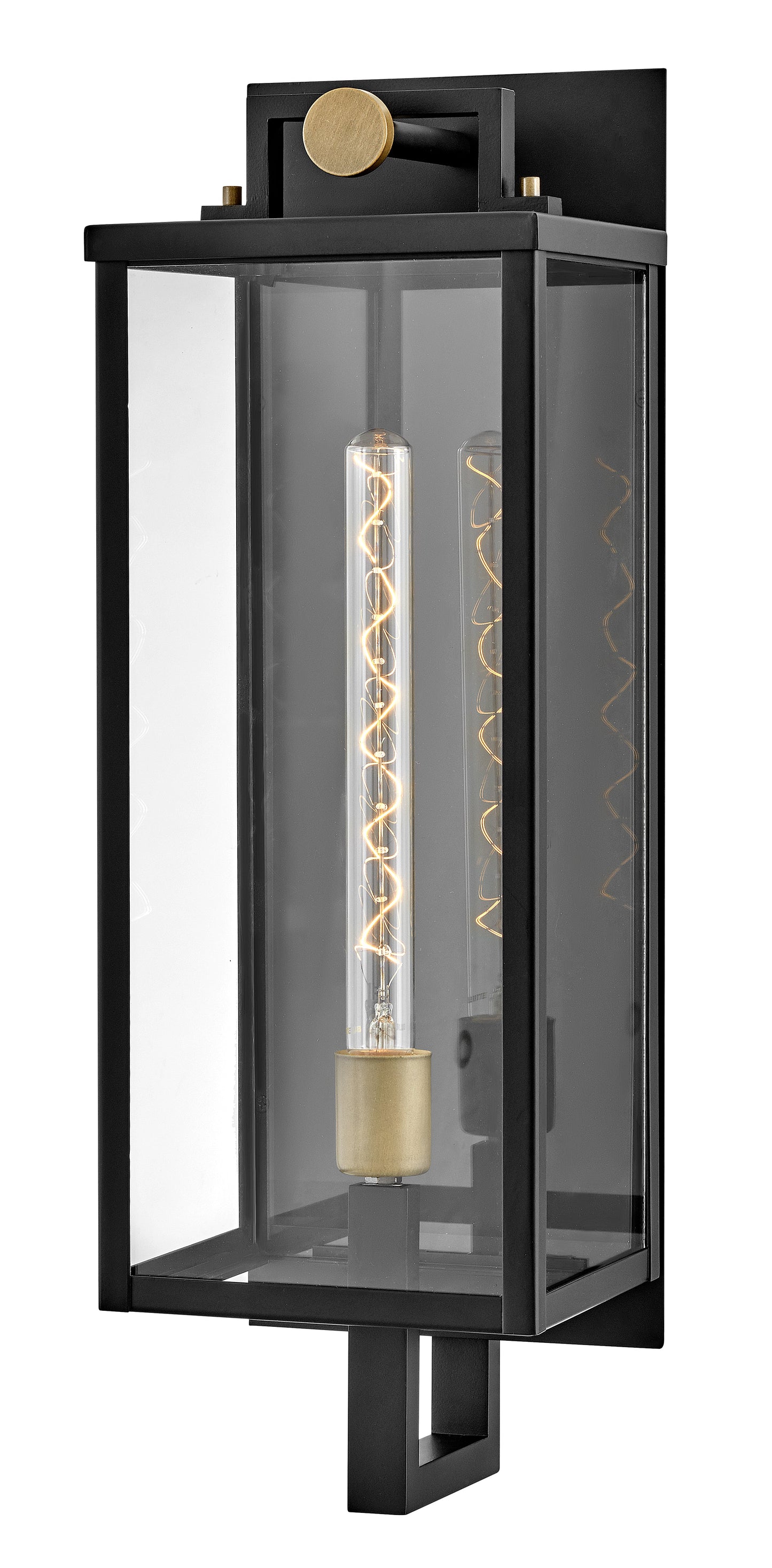 Catalina Large Wall Mount Lantern In Black Finish