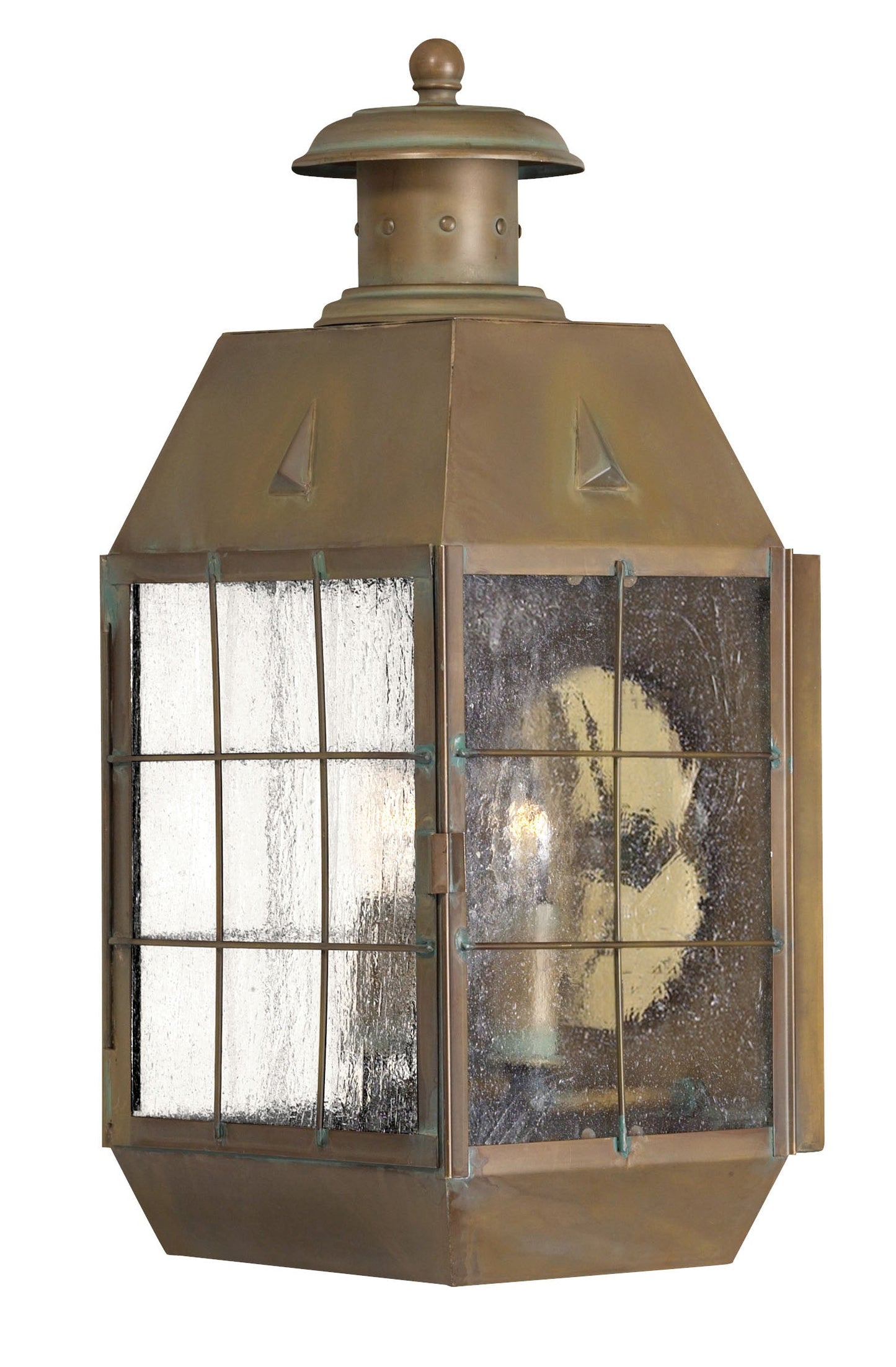 Nantucket Medium Wall Mount Lantern In Dark Brass Finish