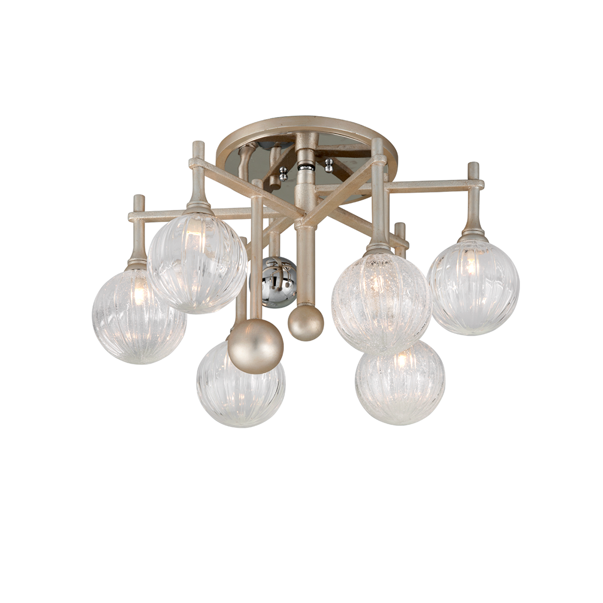 Majorette Semi Flush In SILVER LEAF W POLISHED CHROME Finish