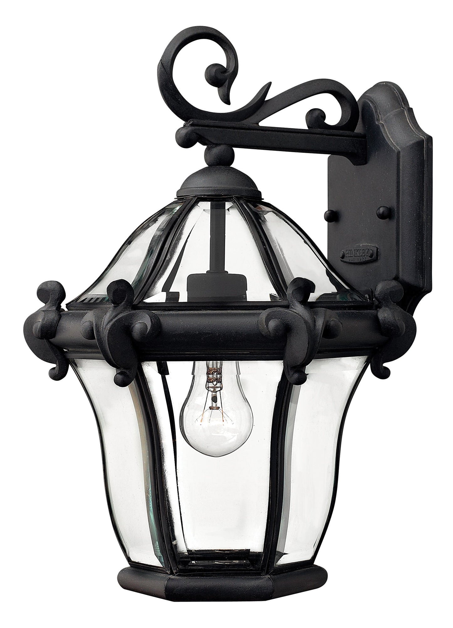 San Clemente Medium Wall Mount Lantern In Black Finish