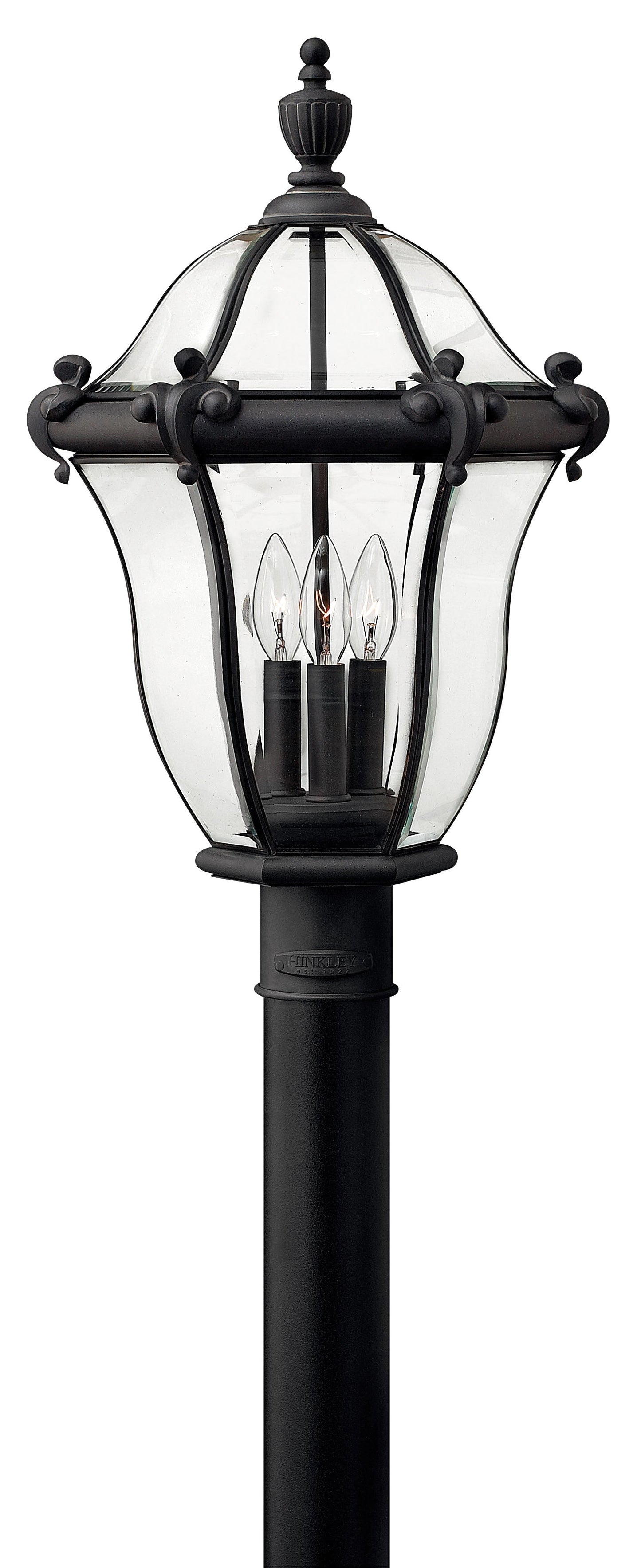 San Clemente Large Post Top or Pier Mount Lantern In Black Finish