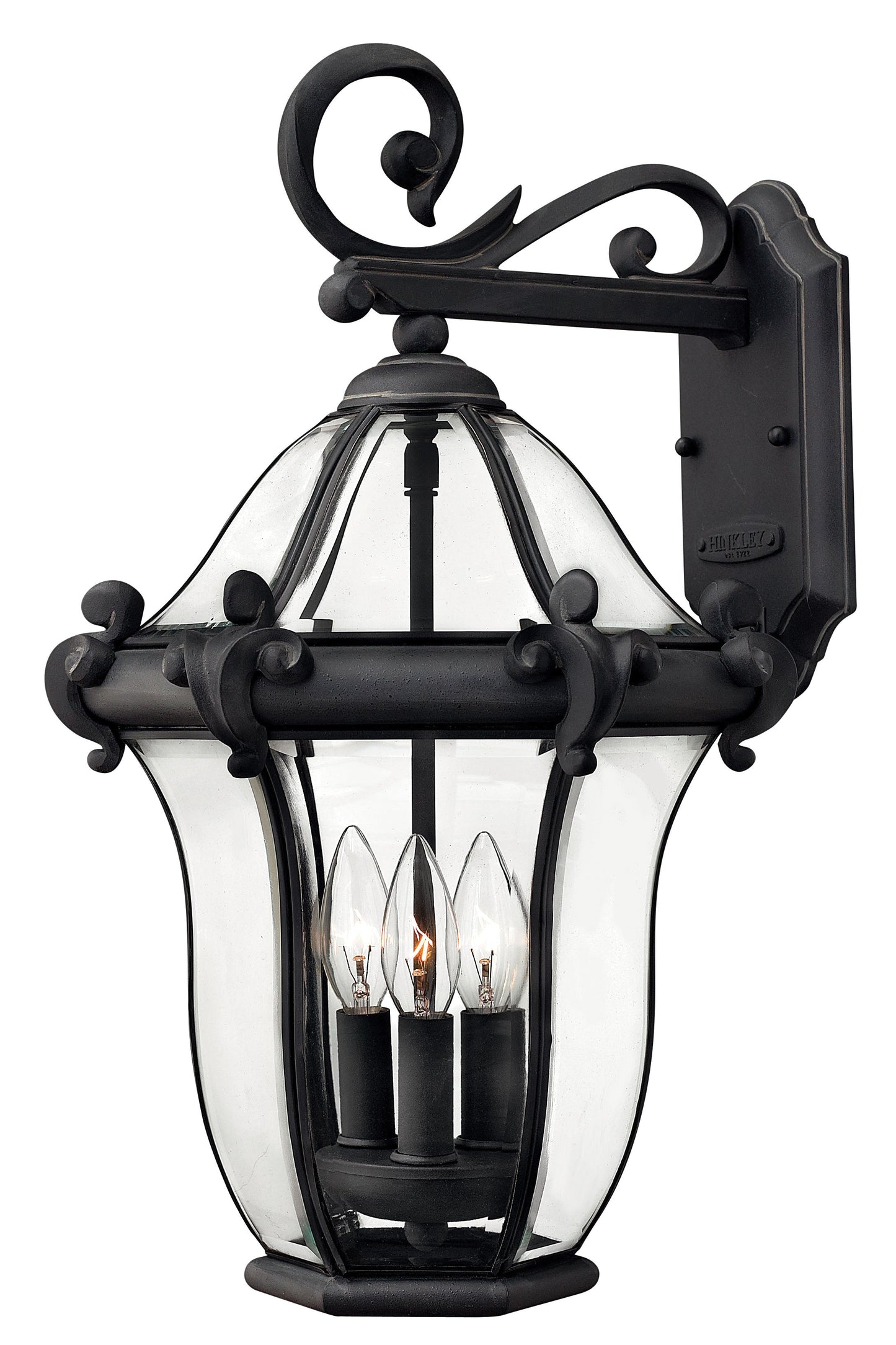 San Clemente Medium Wall Mount Lantern In Black Finish