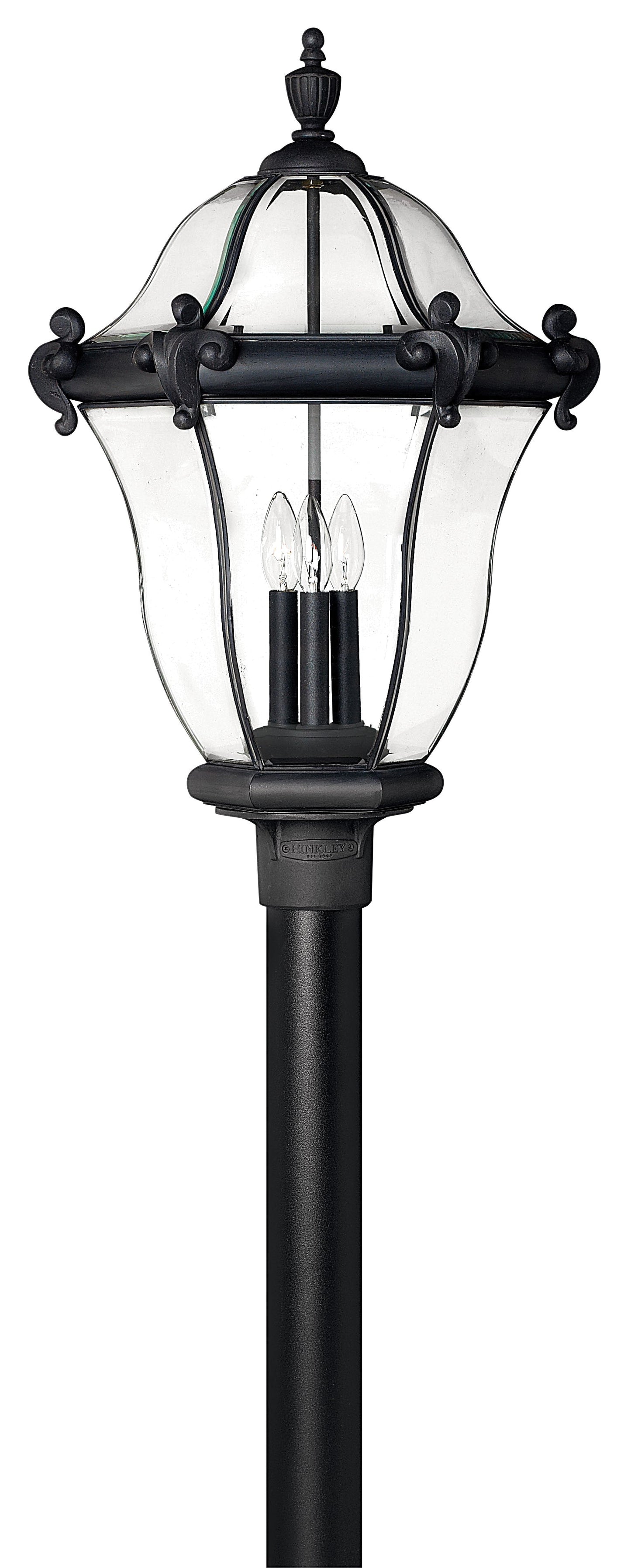 San Clemente Large Post Top or Pier Mount Lantern In Black Finish