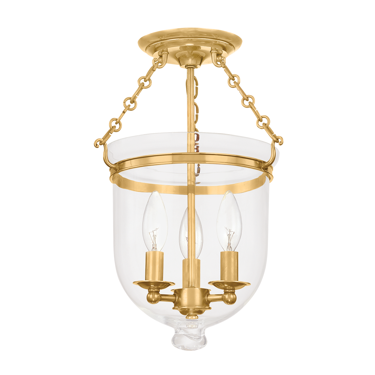 Hampton Semi Flush with Aged Brass Finish