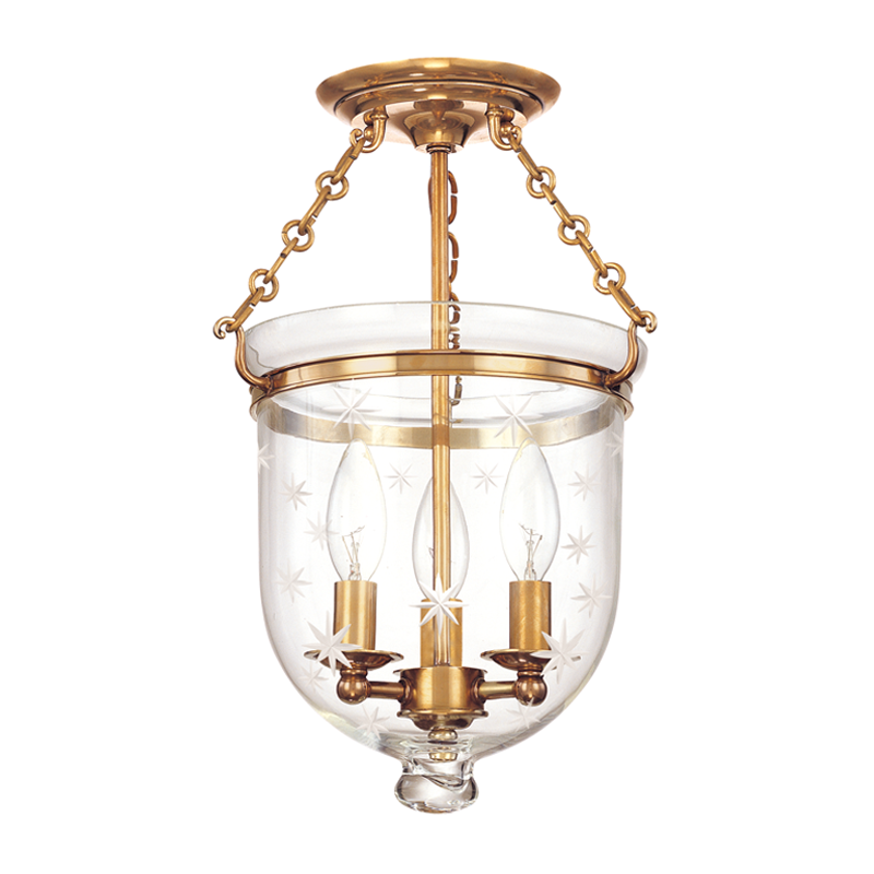 Hampton Semi Flush with Aged Brass Finish