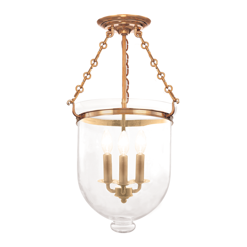 Hampton Semi Flush with Aged Brass Finish