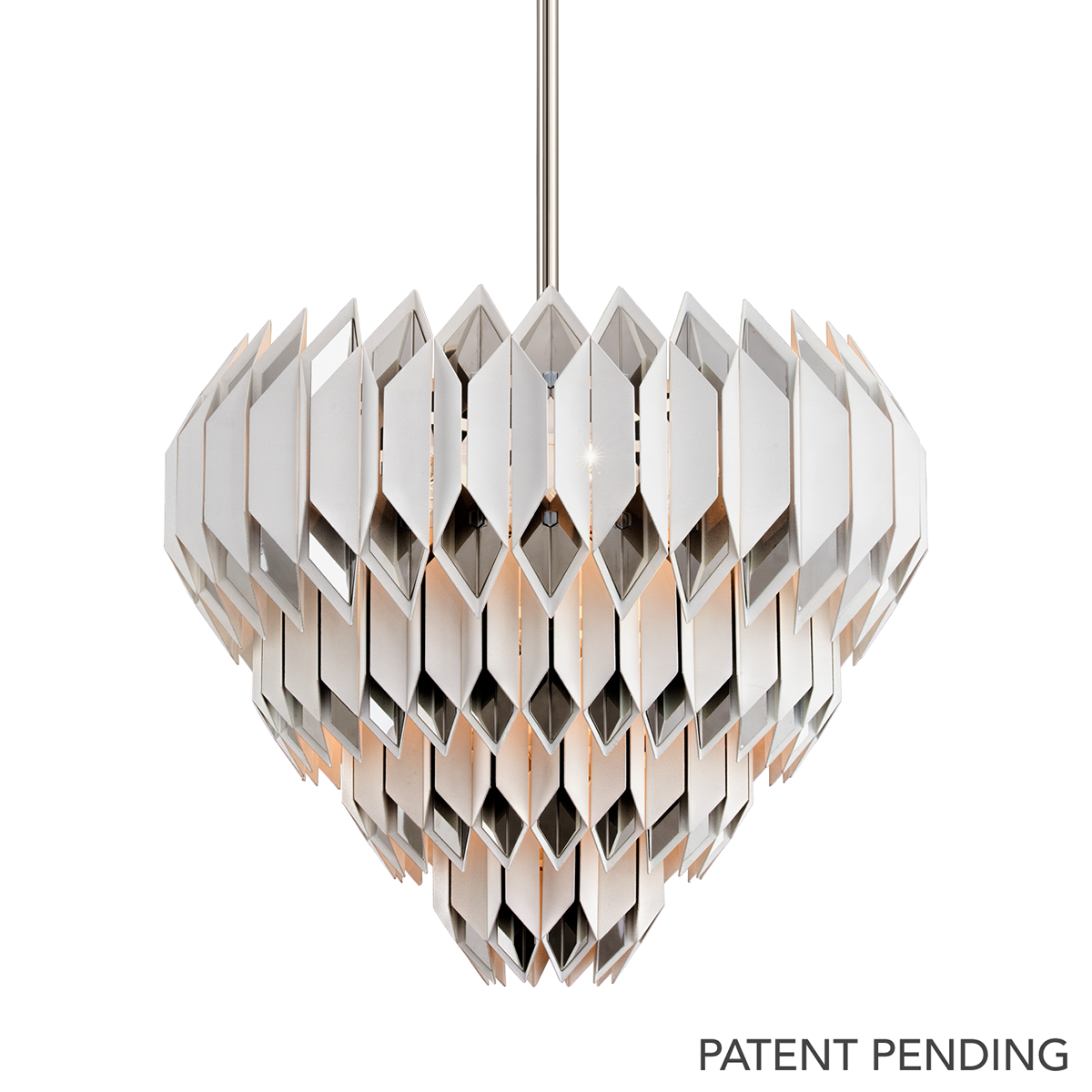 Haiku Chandelier In WHITE WITH POLISHED STAINLESS Finish