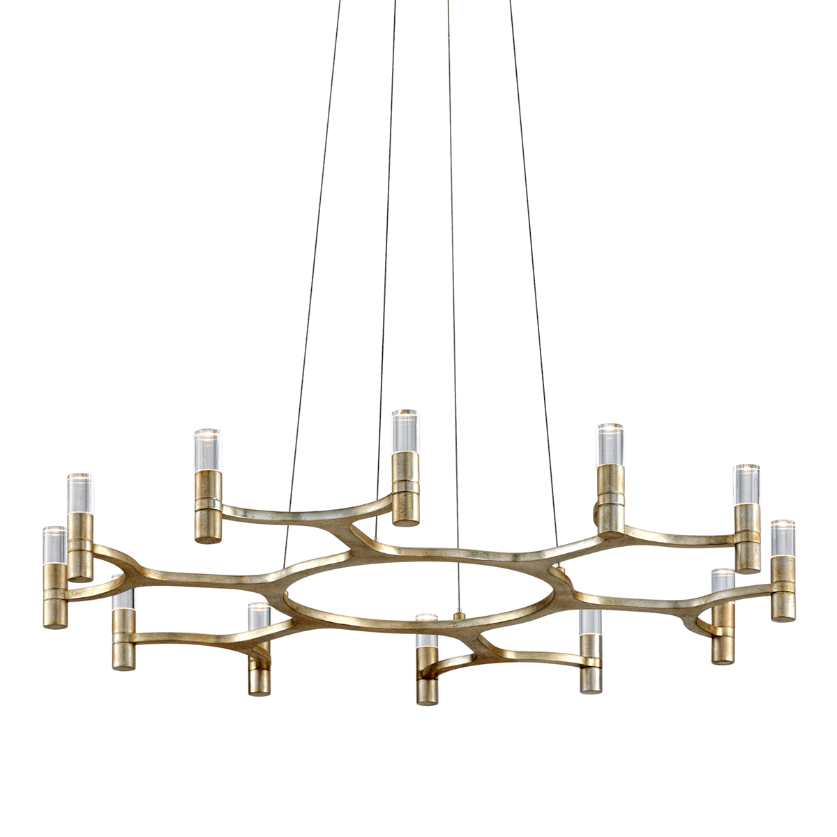 Nexus Chandelier In WARM SILVER LEAF Finish