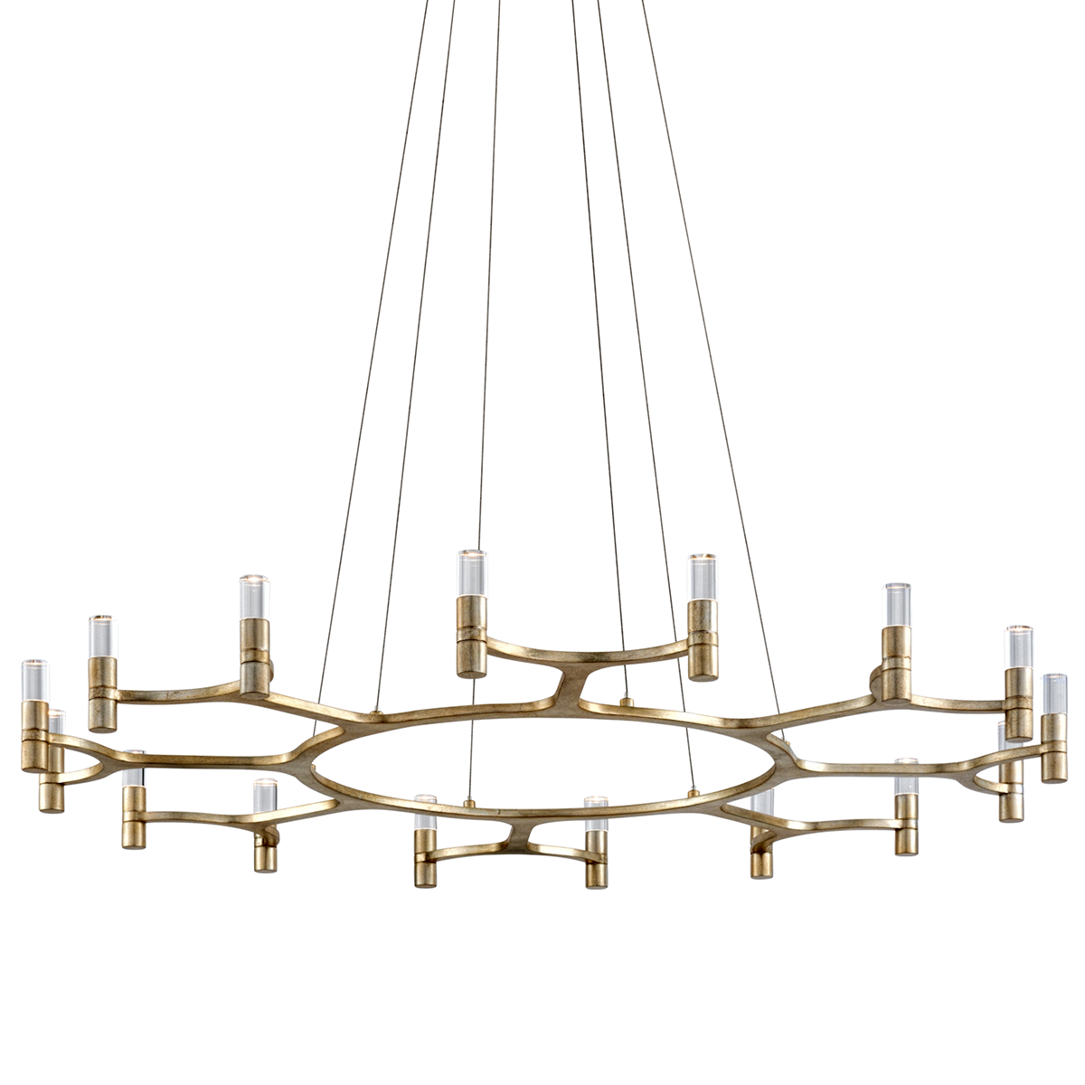 Nexus Chandelier In WARM SILVER LEAF Finish
