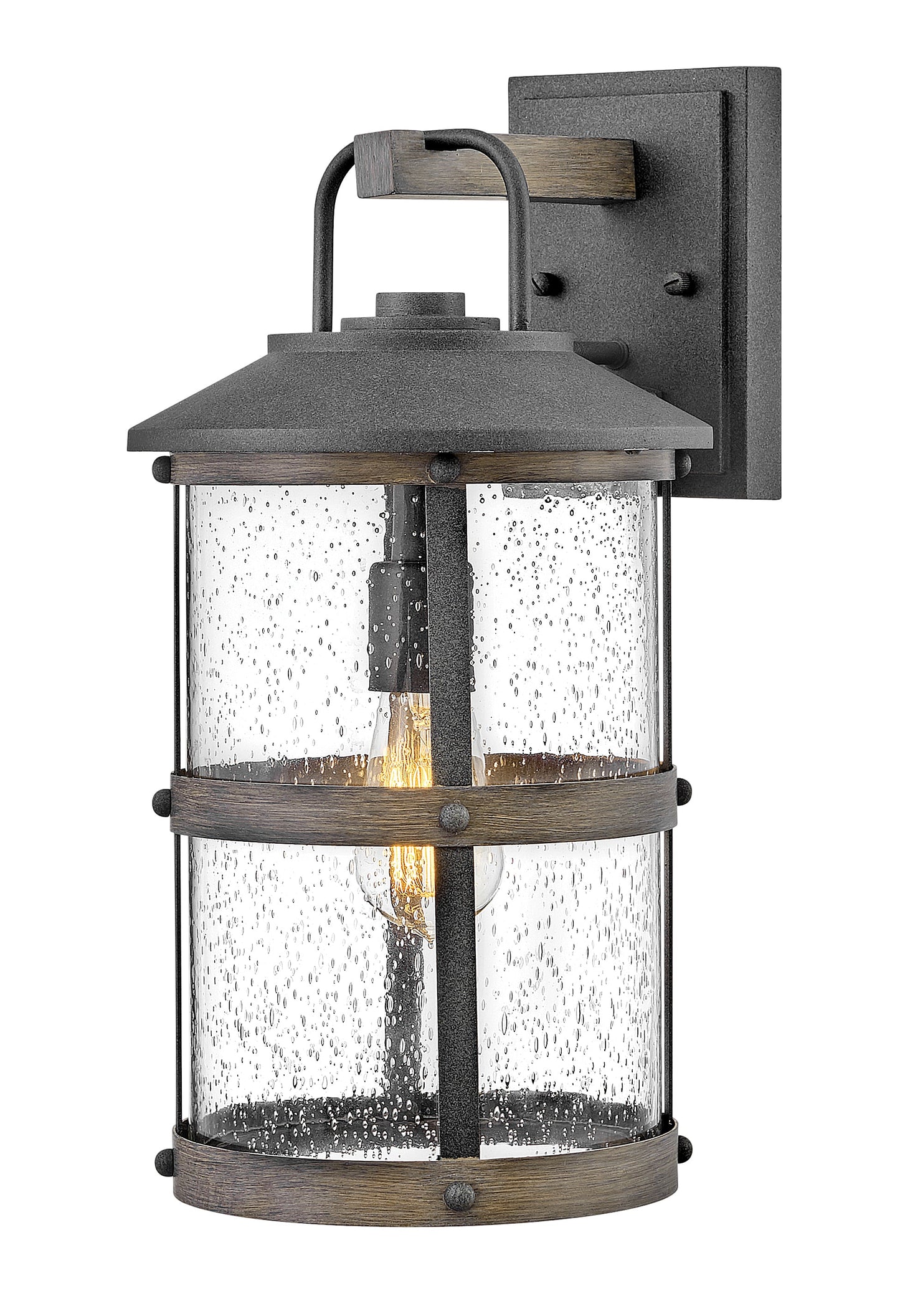 Lakehouse Medium Wall Mount Lantern In Black Finish